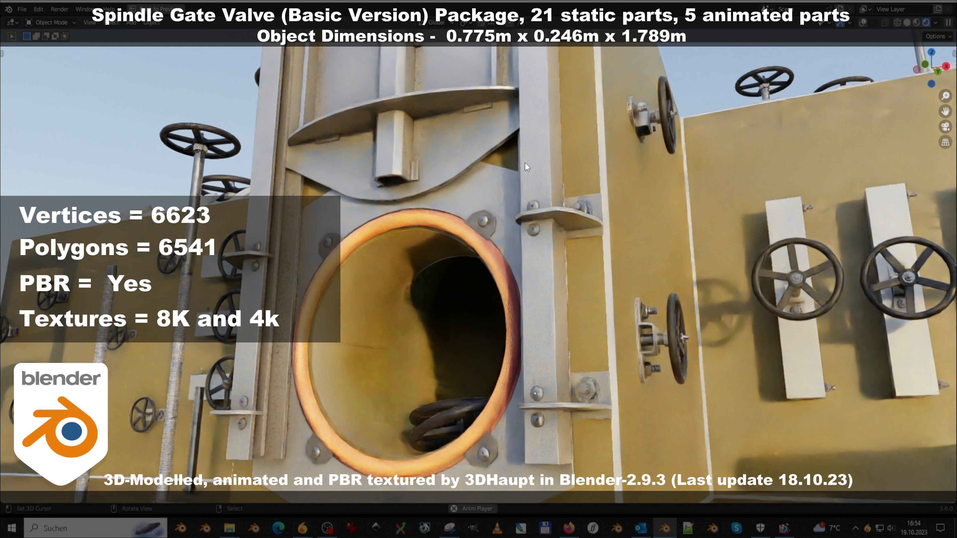 Spindle Gate Valve - Basic Version - Package Low-poly 3D model_85