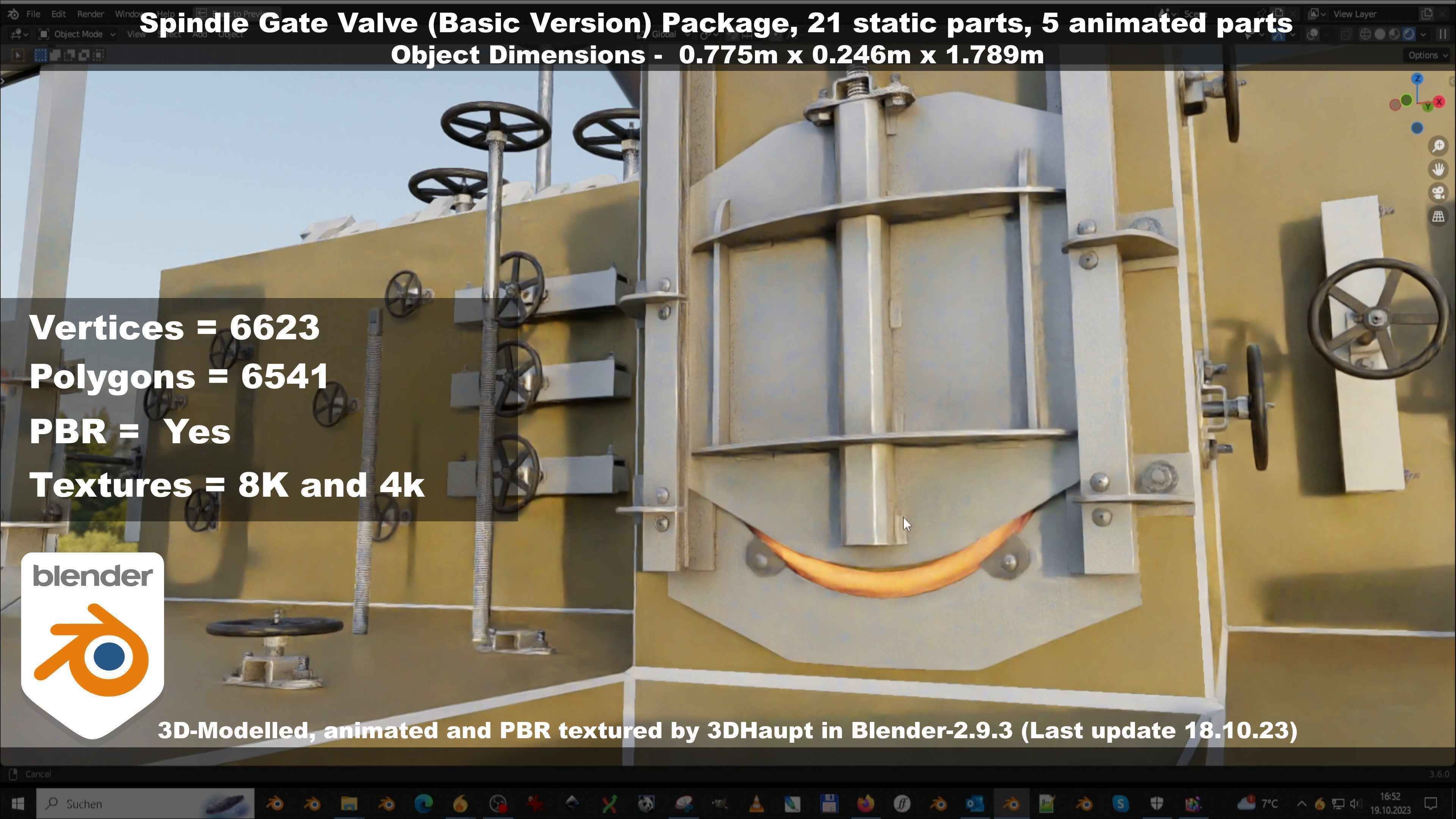 Spindle Gate Valve - Basic Version - Package Low-poly 3D model_115