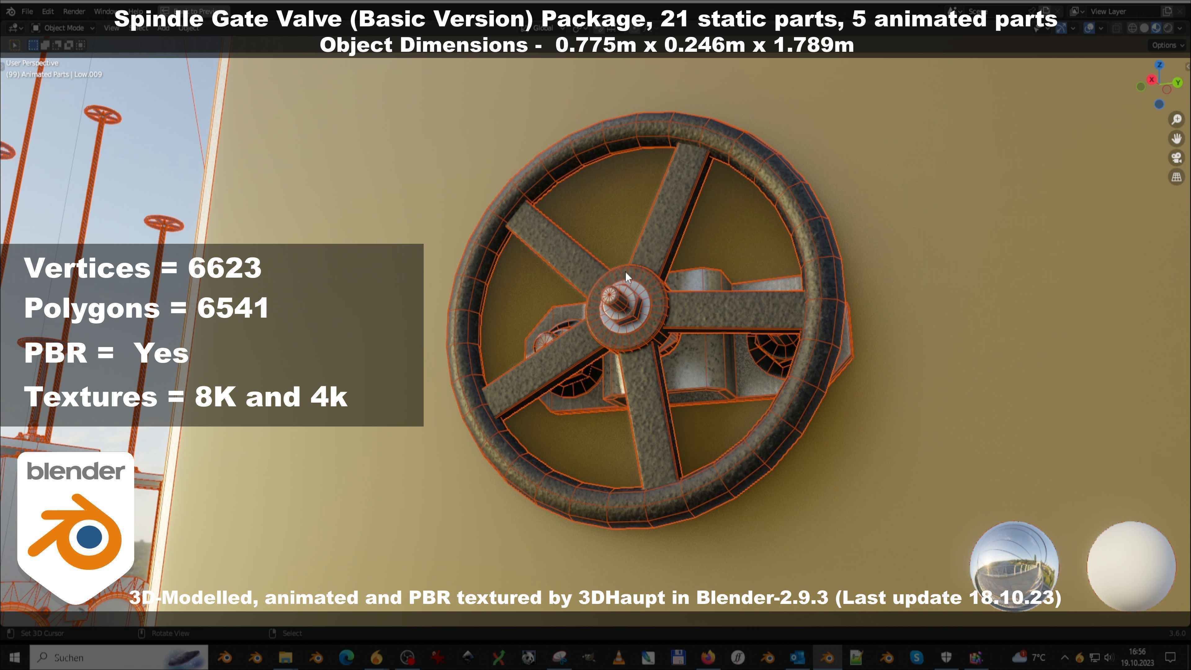 Spindle Gate Valve - Basic Version - Package Low-poly 3D model_104