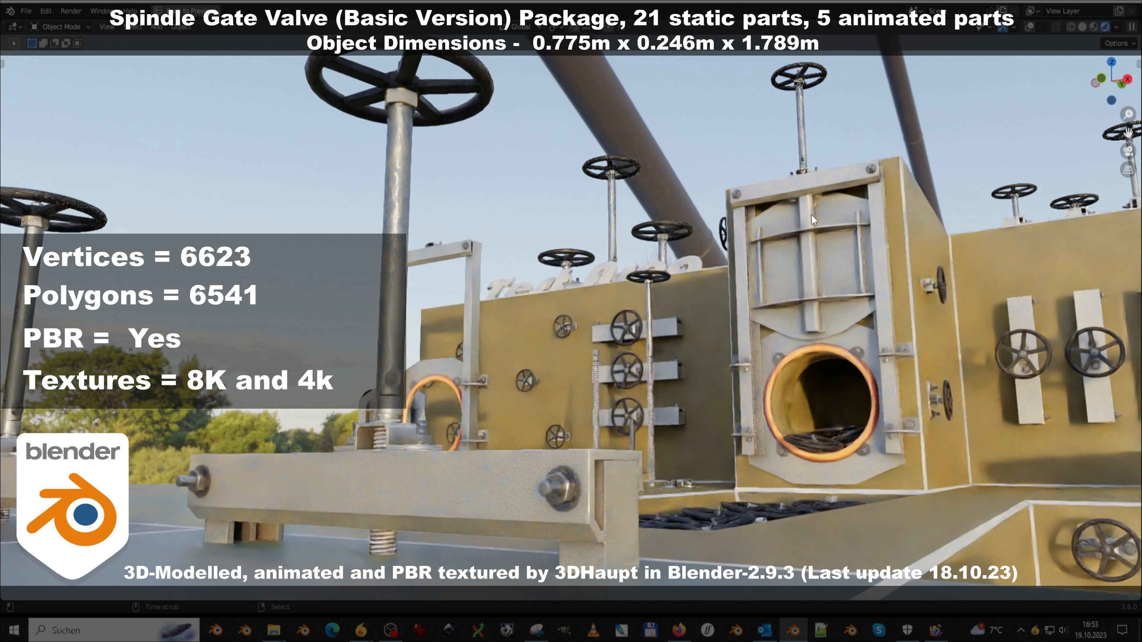 Spindle Gate Valve - Basic Version - Package Low-poly 3D model_82