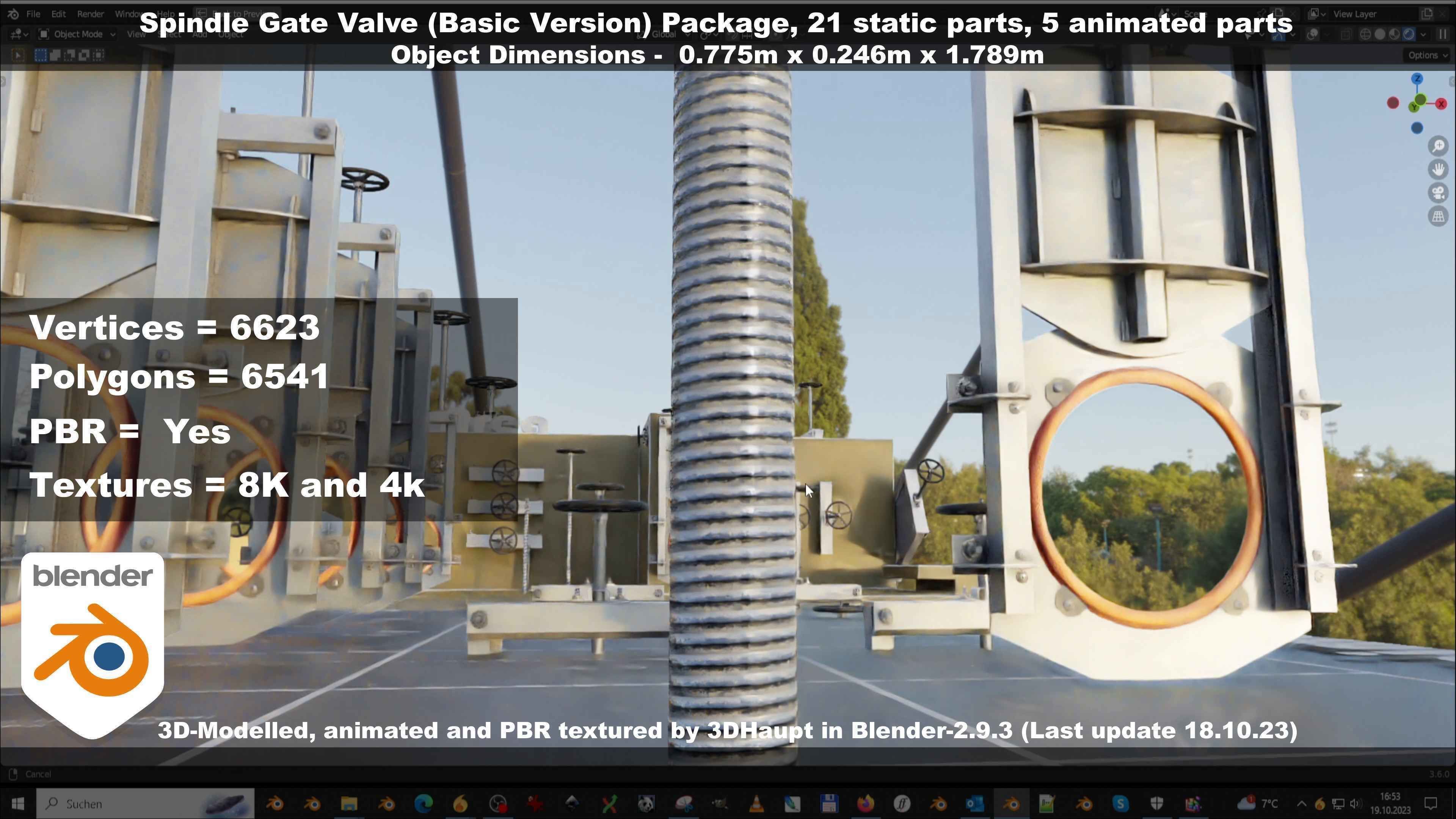 Spindle Gate Valve - Basic Version - Package Low-poly 3D model_134