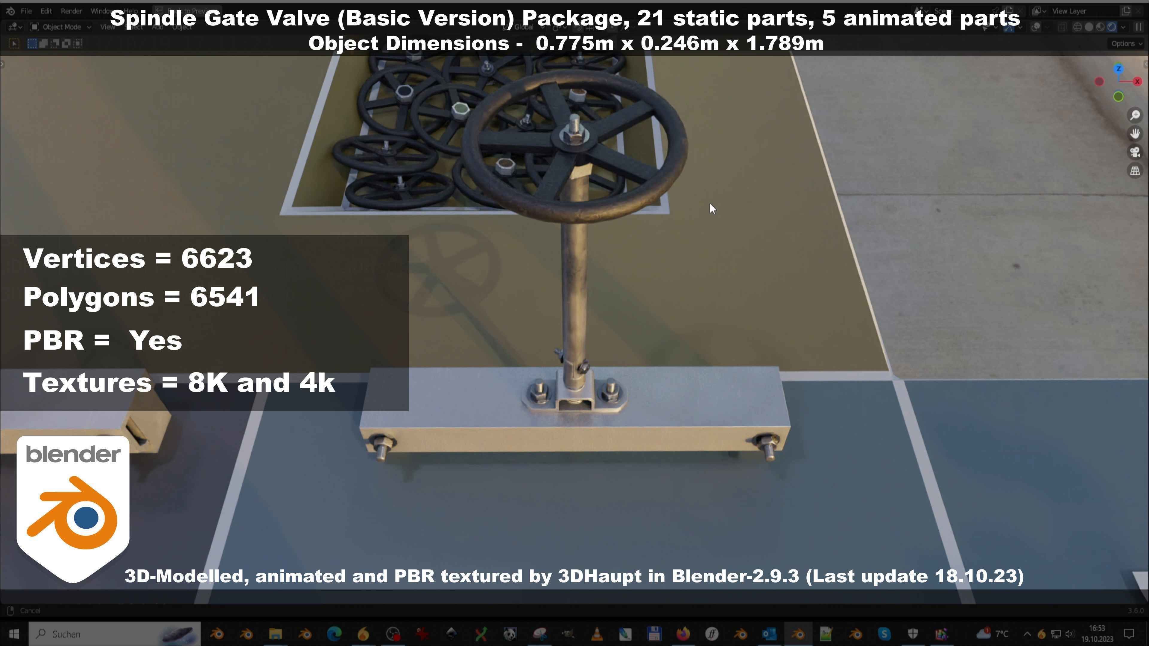 Spindle Gate Valve - Basic Version - Package Low-poly 3D model_95
