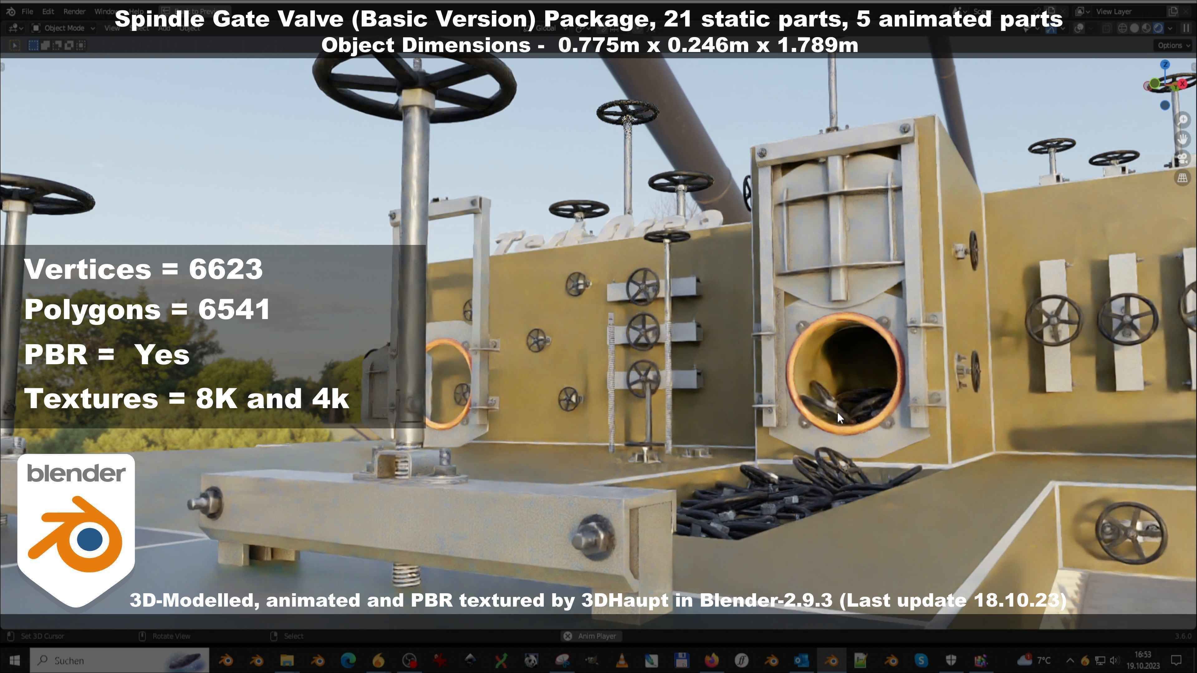 Spindle Gate Valve - Basic Version - Package Low-poly 3D model_128