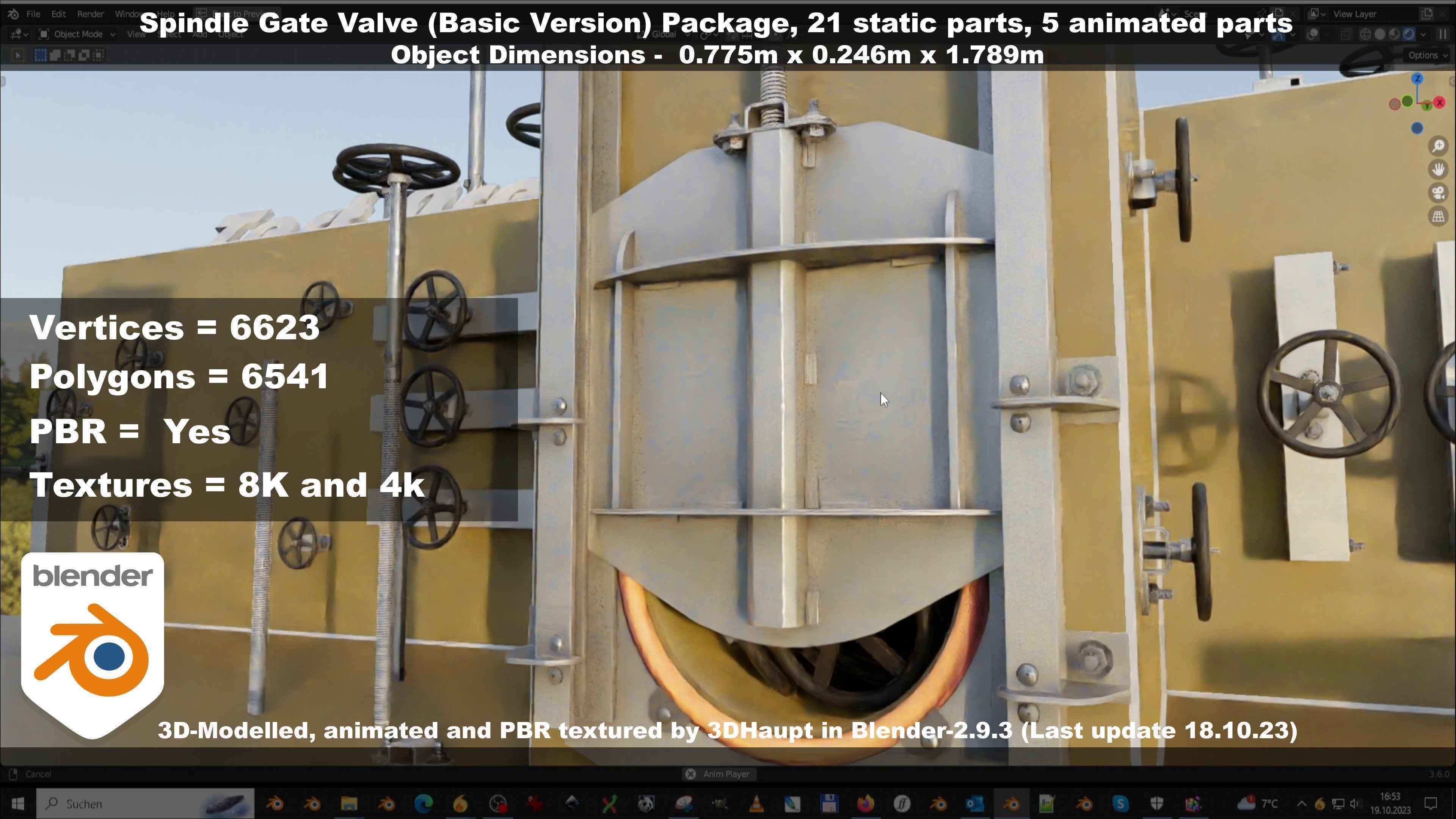 Spindle Gate Valve - Basic Version - Package Low-poly 3D model_52