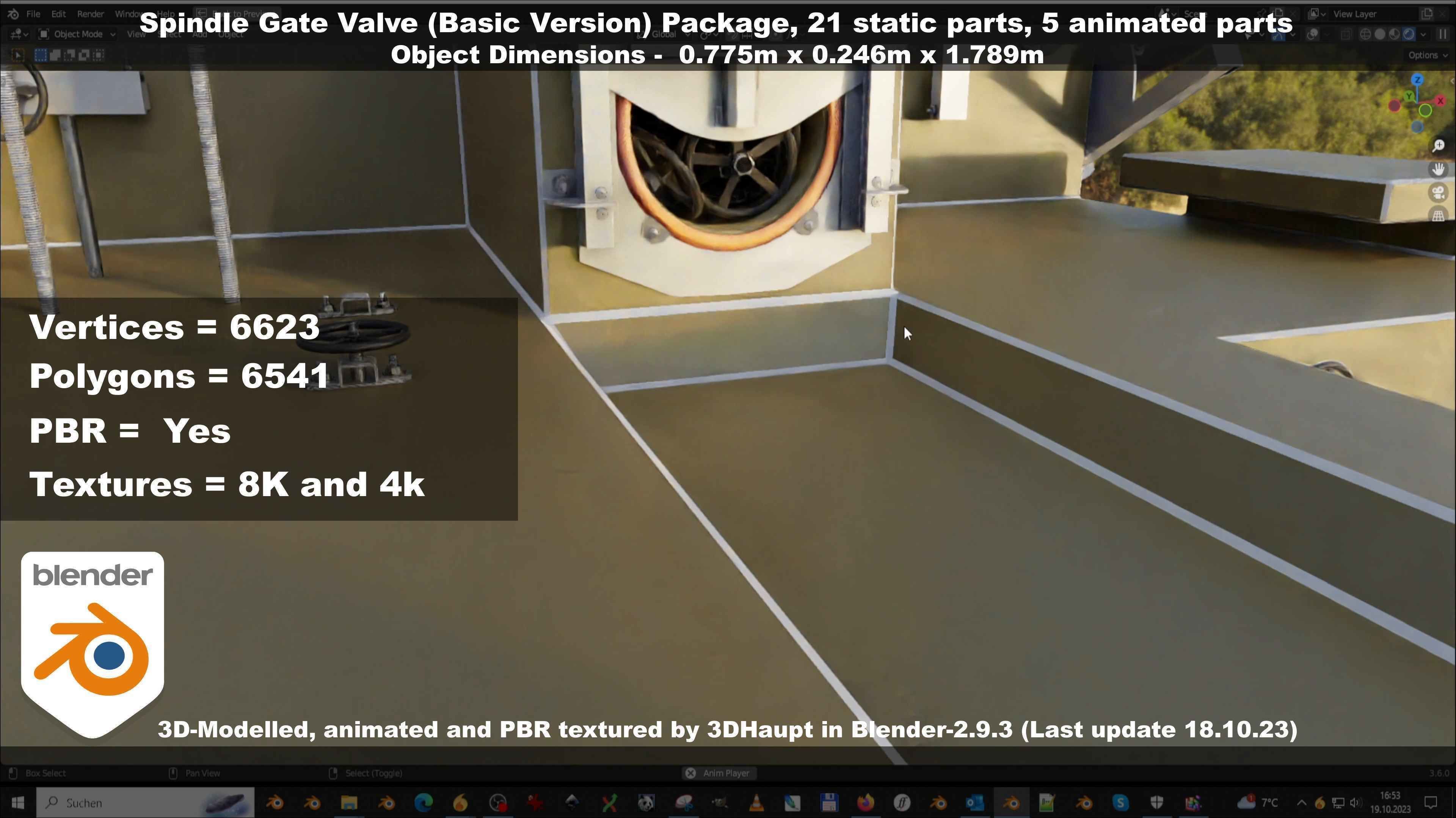 Spindle Gate Valve - Basic Version - Package Low-poly 3D model_83