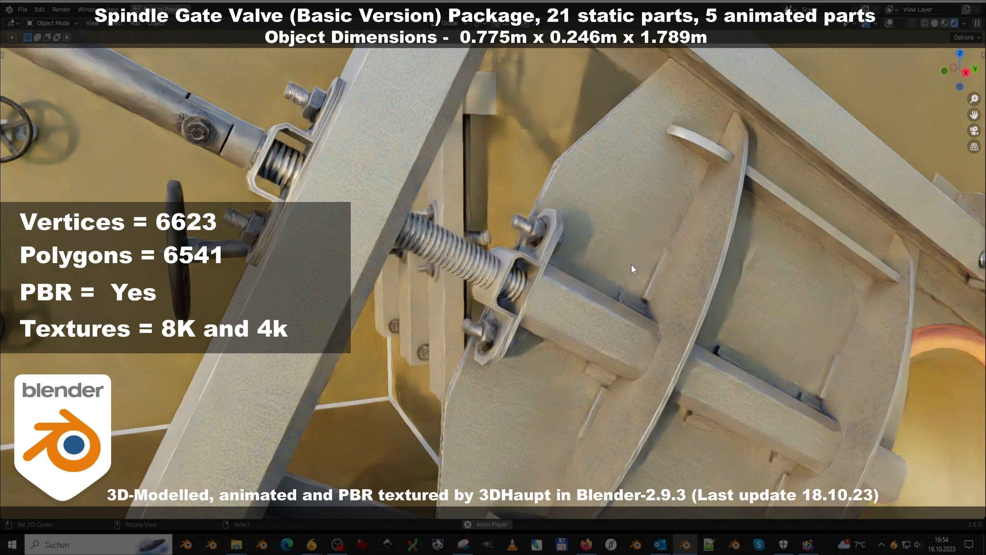 Spindle Gate Valve - Basic Version - Package Low-poly 3D model_88