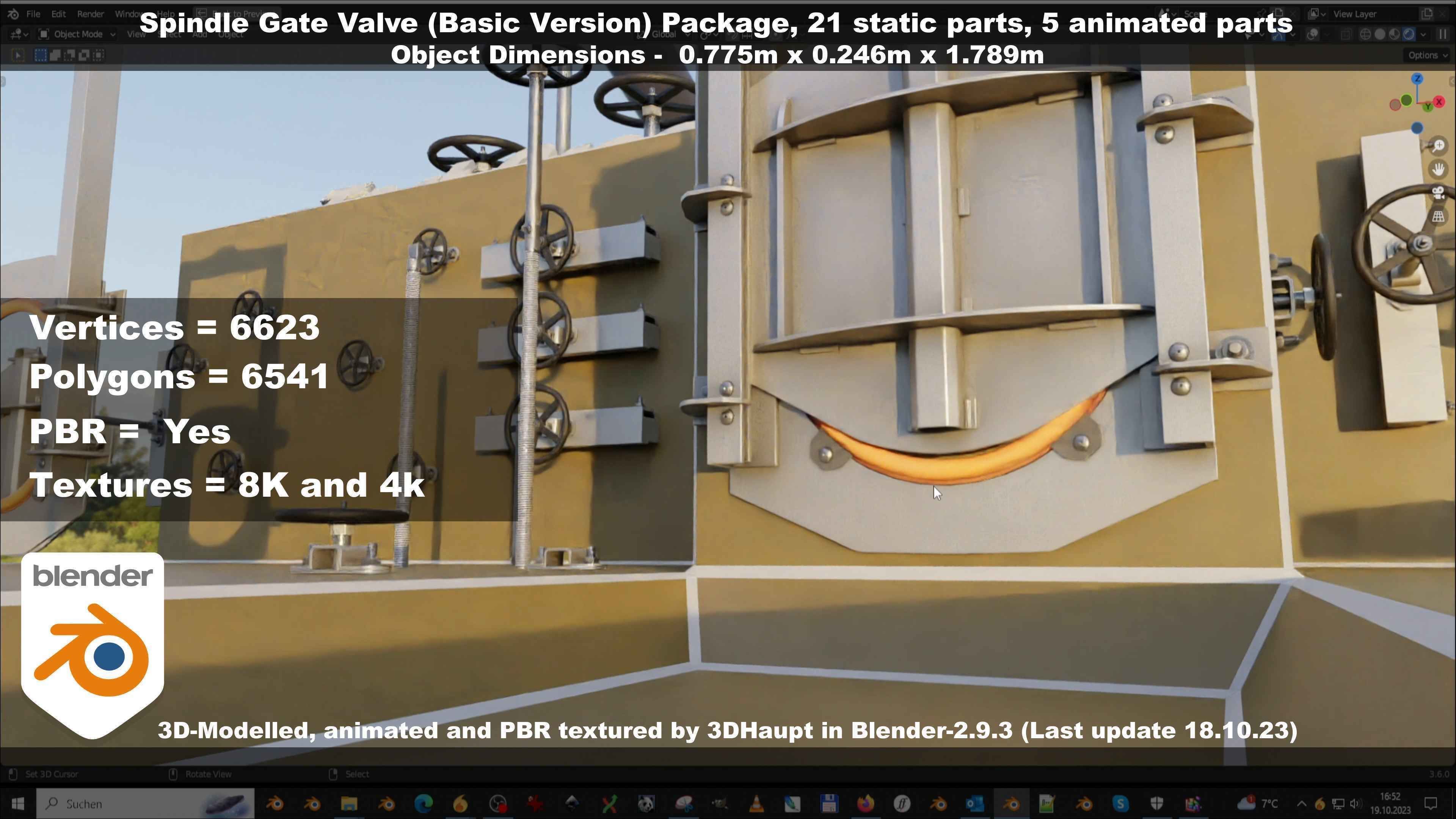 Spindle Gate Valve - Basic Version - Package Low-poly 3D model_48