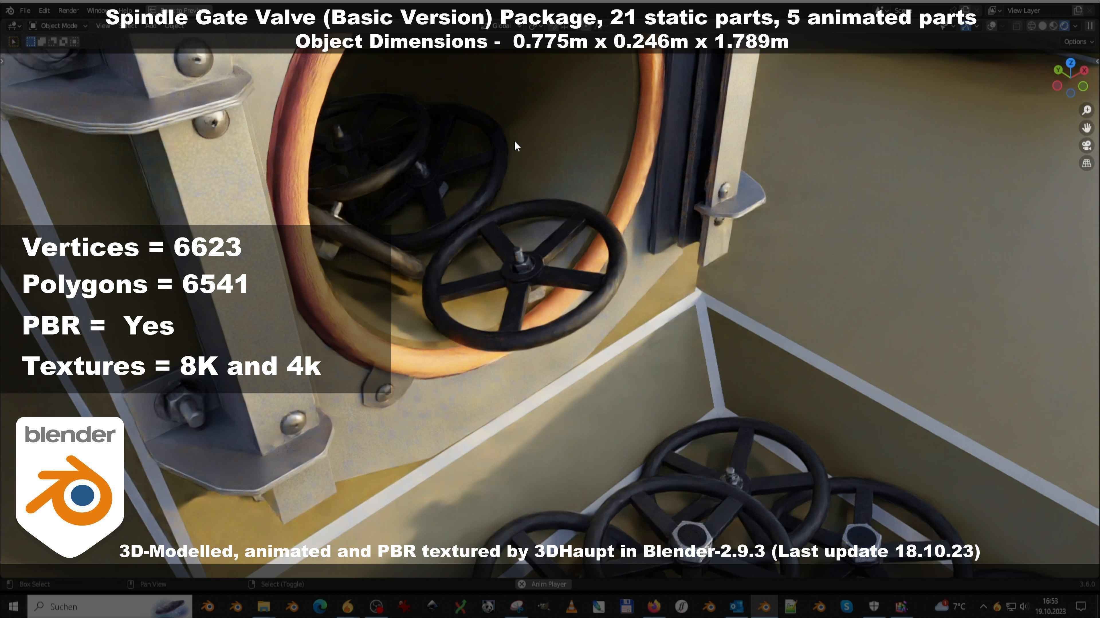 Spindle Gate Valve - Basic Version - Package Low-poly 3D model_144