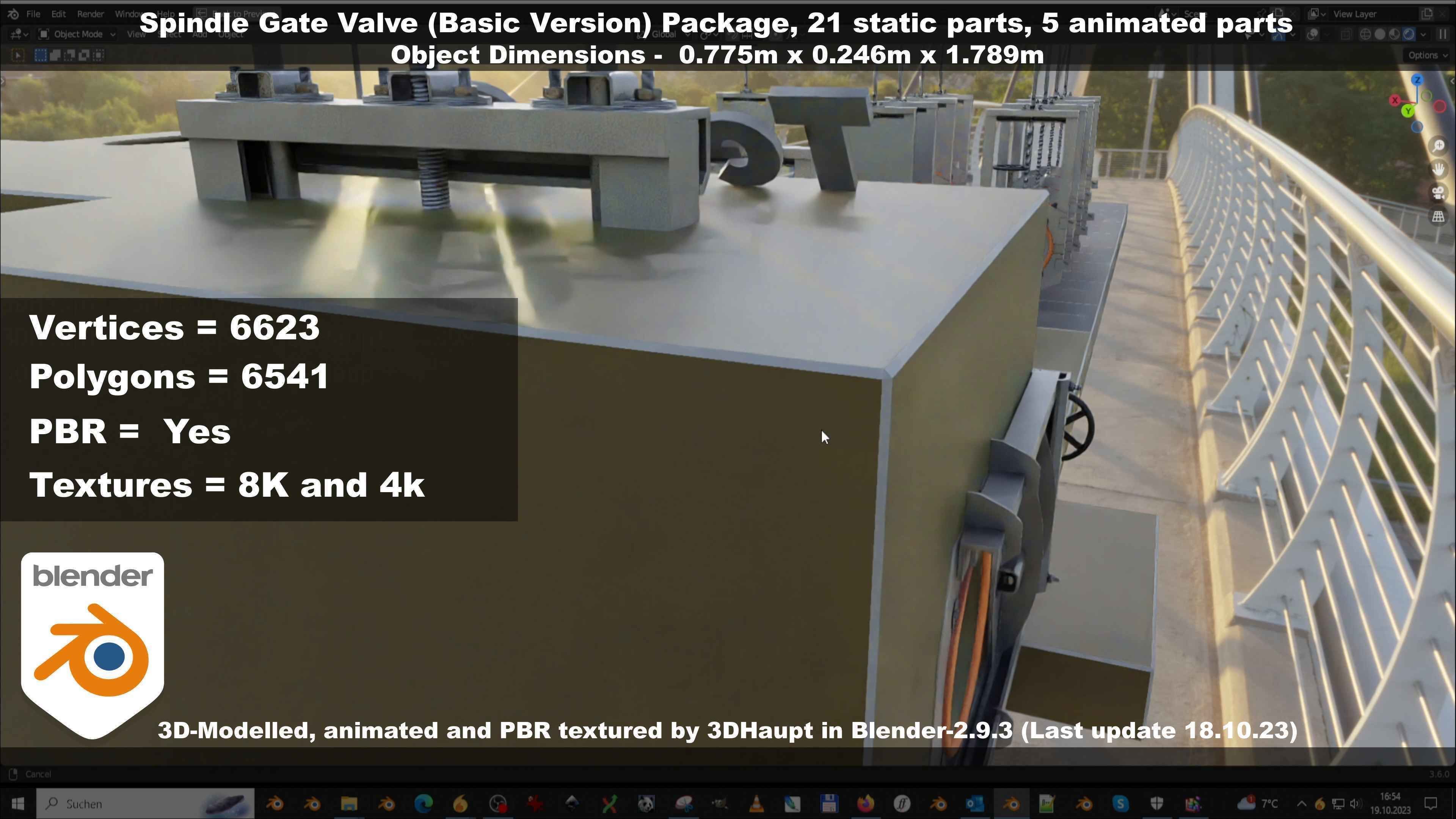 Spindle Gate Valve - Basic Version - Package Low-poly 3D model_60