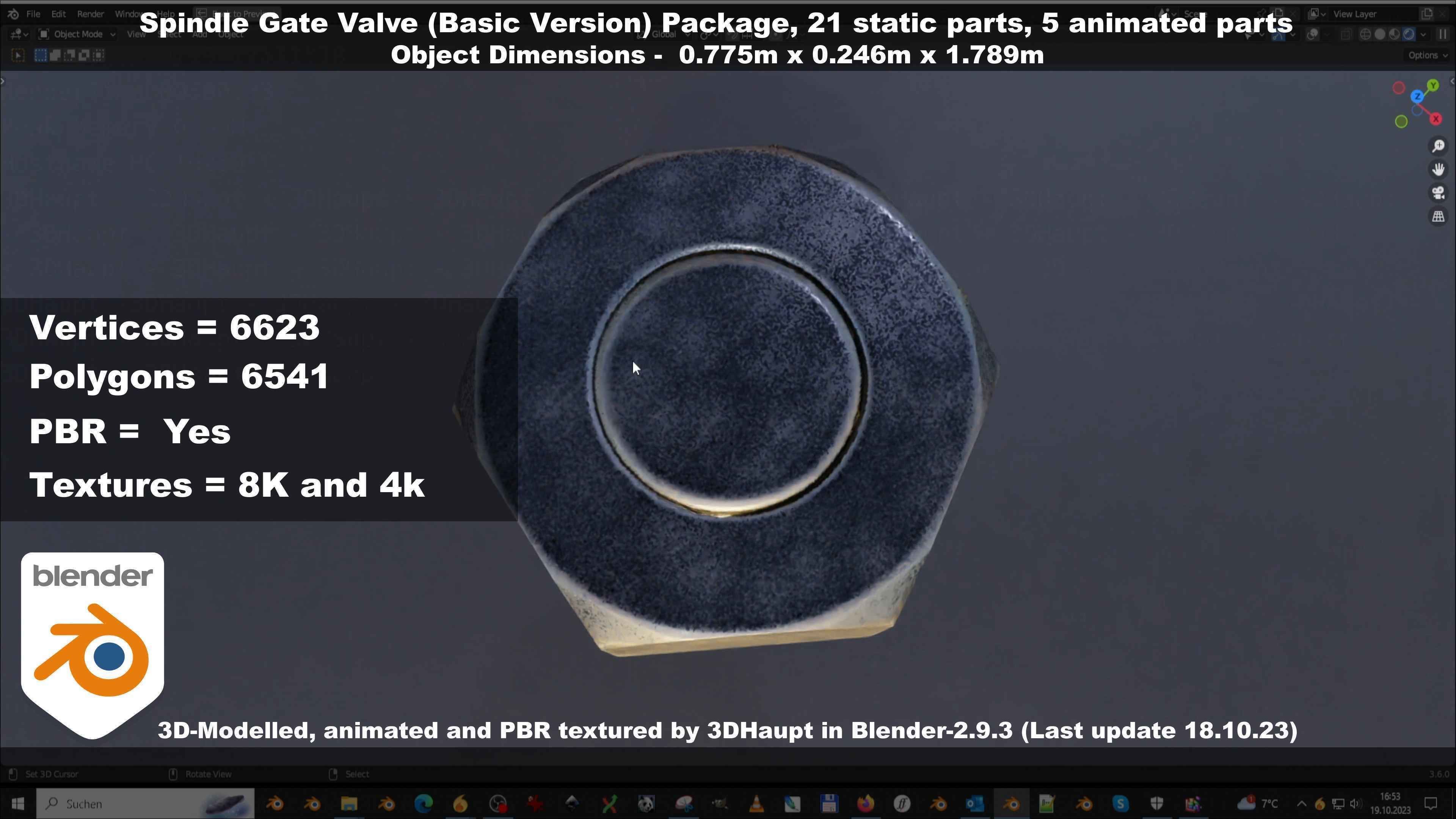 Spindle Gate Valve - Basic Version - Package Low-poly 3D model_80