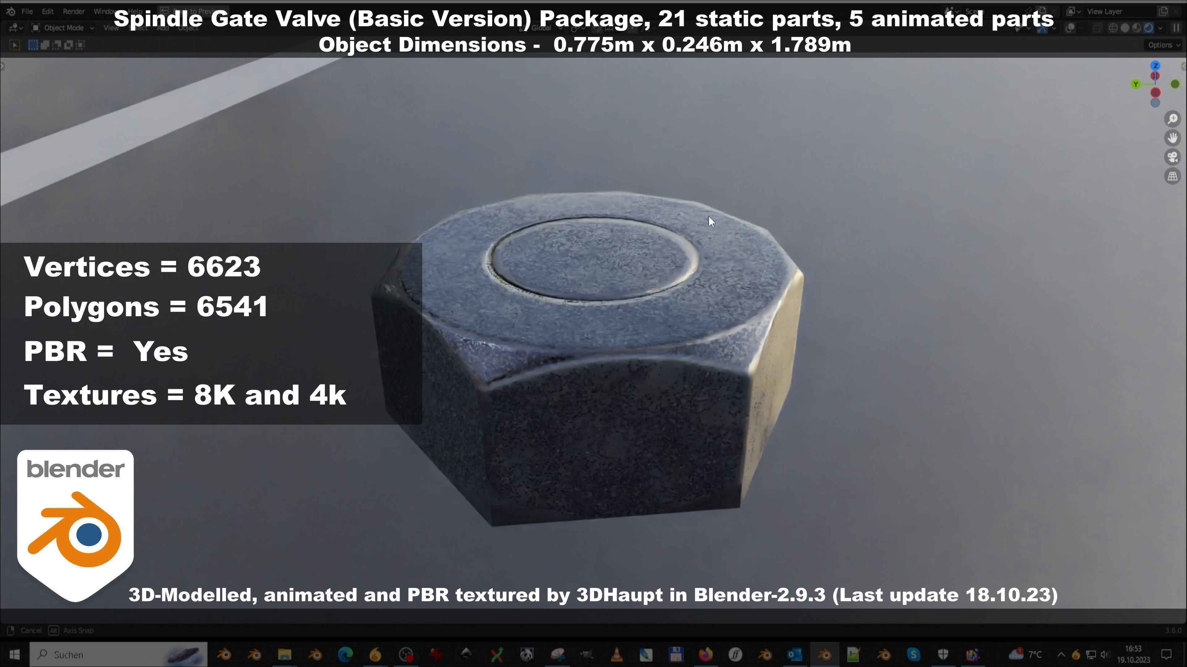 Spindle Gate Valve - Basic Version - Package Low-poly 3D model_141