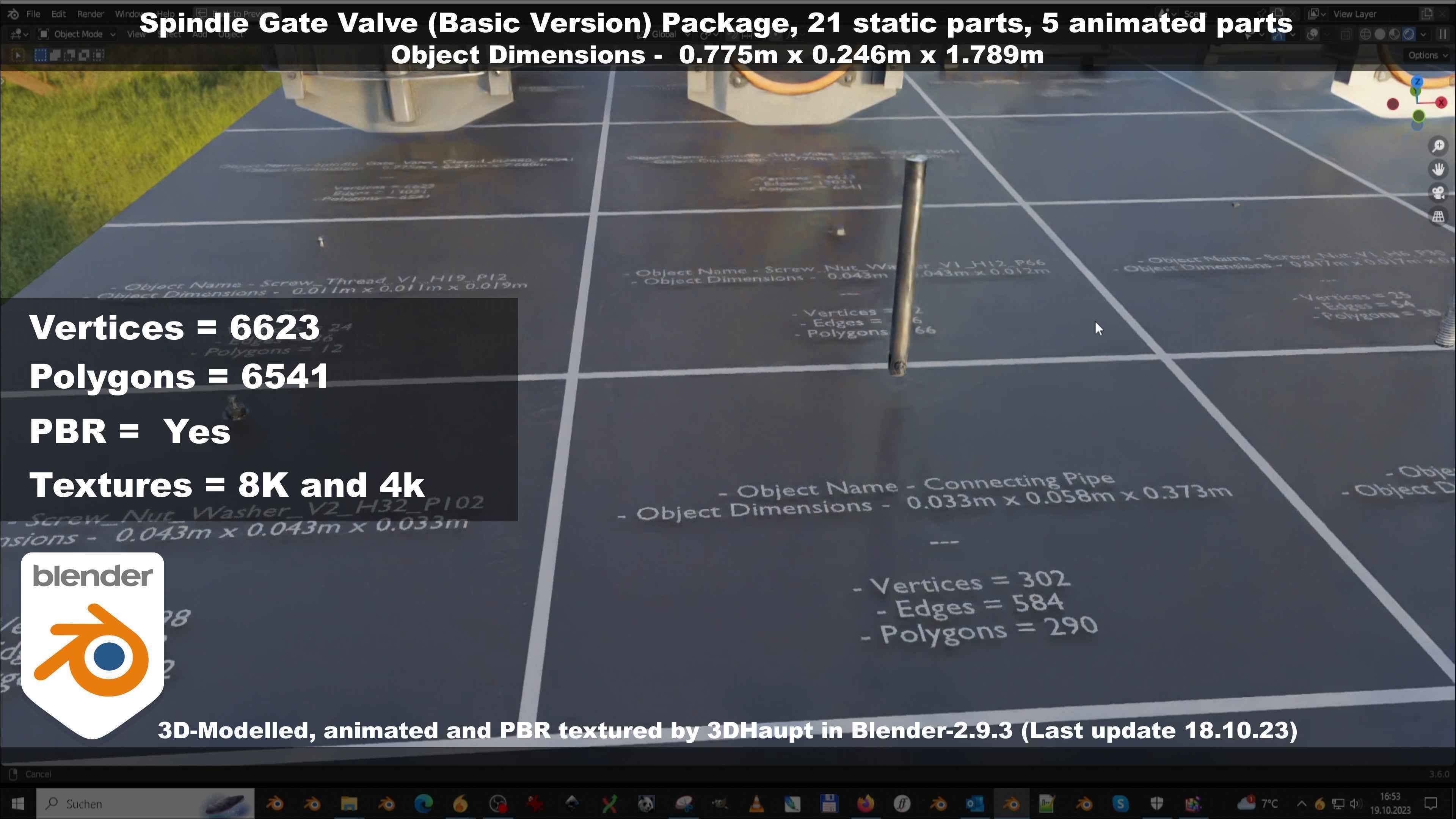 Spindle Gate Valve - Basic Version - Package Low-poly 3D model_131