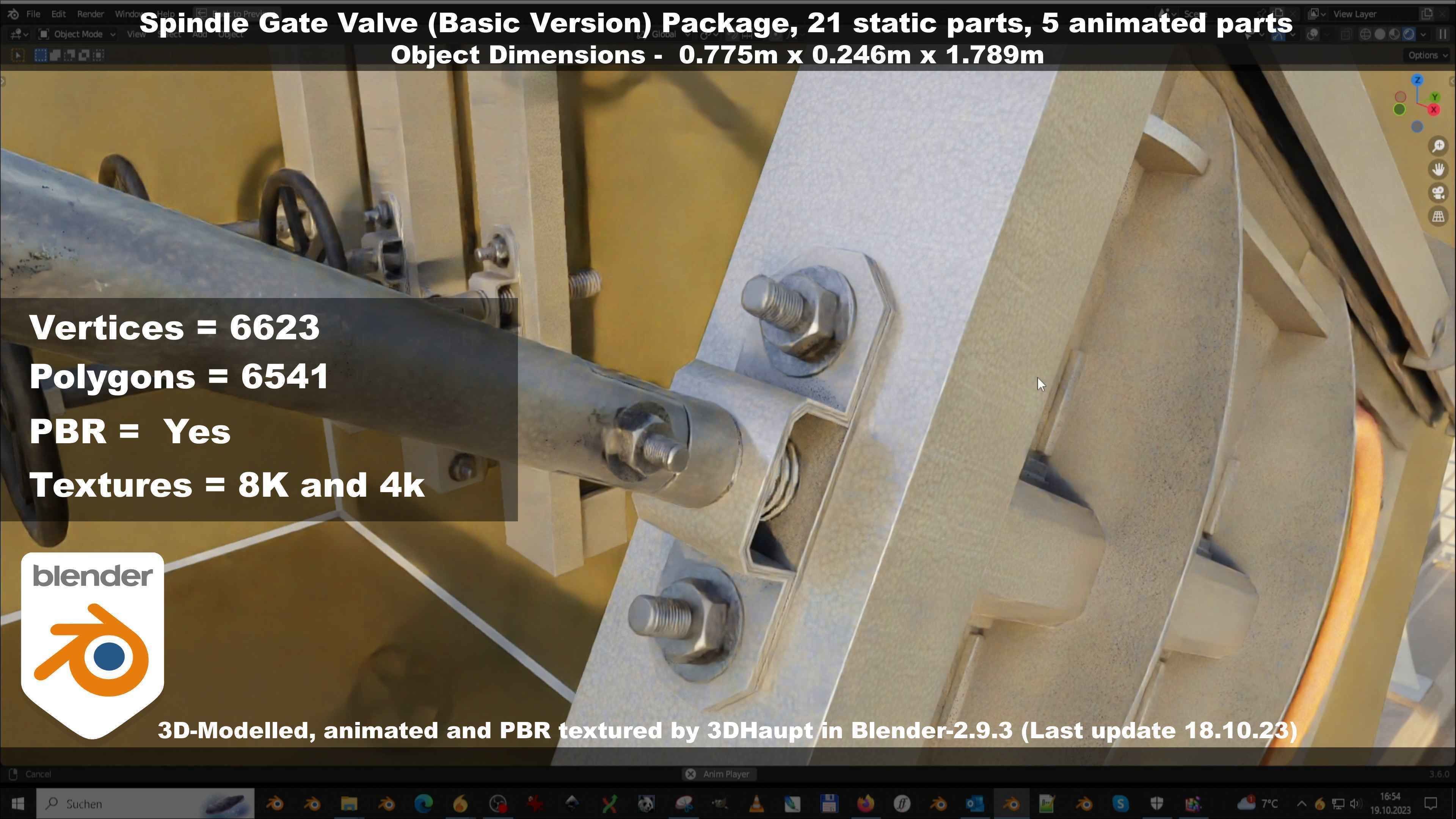 Spindle Gate Valve - Basic Version - Package Low-poly 3D model_89