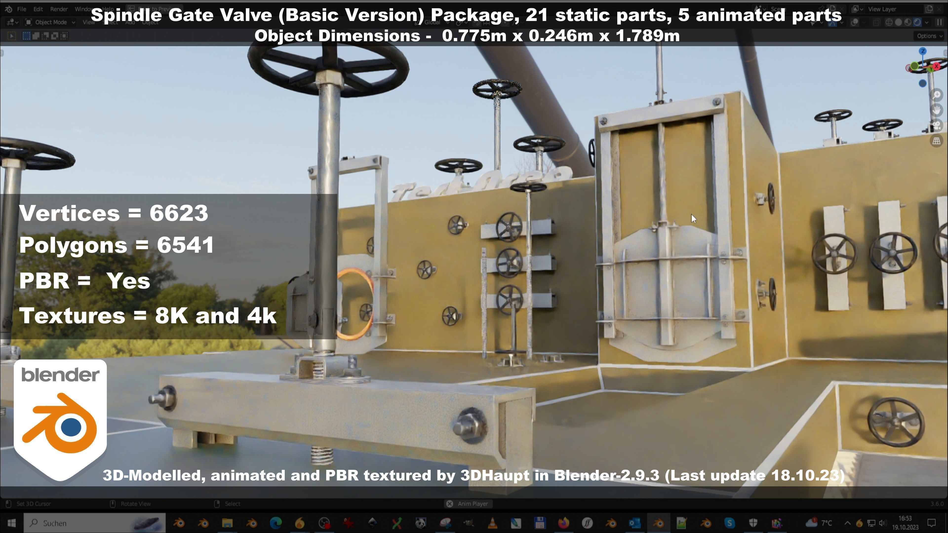 Spindle Gate Valve - Basic Version - Package Low-poly 3D model_117