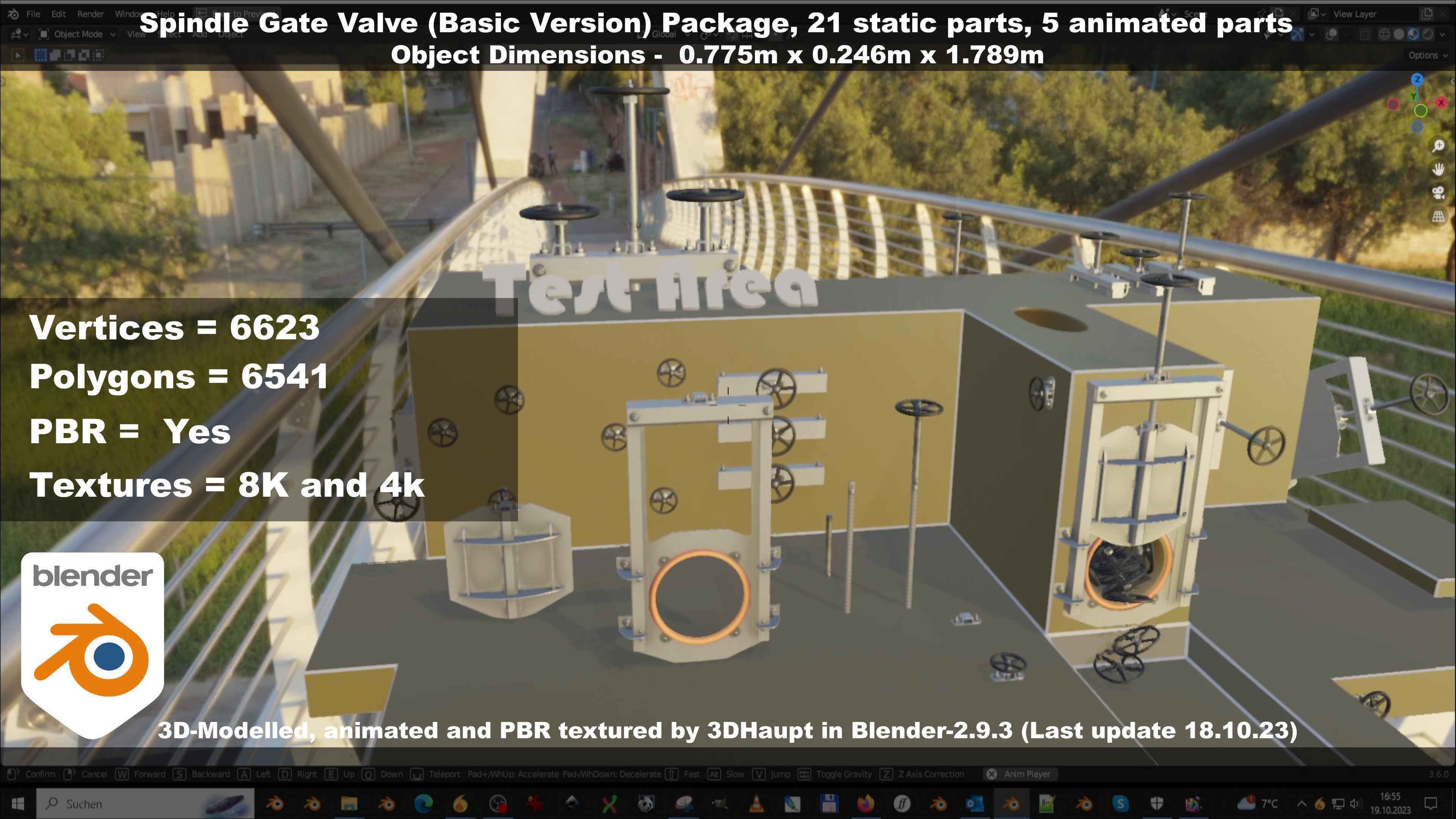 Spindle Gate Valve - Basic Version - Package Low-poly 3D model_100