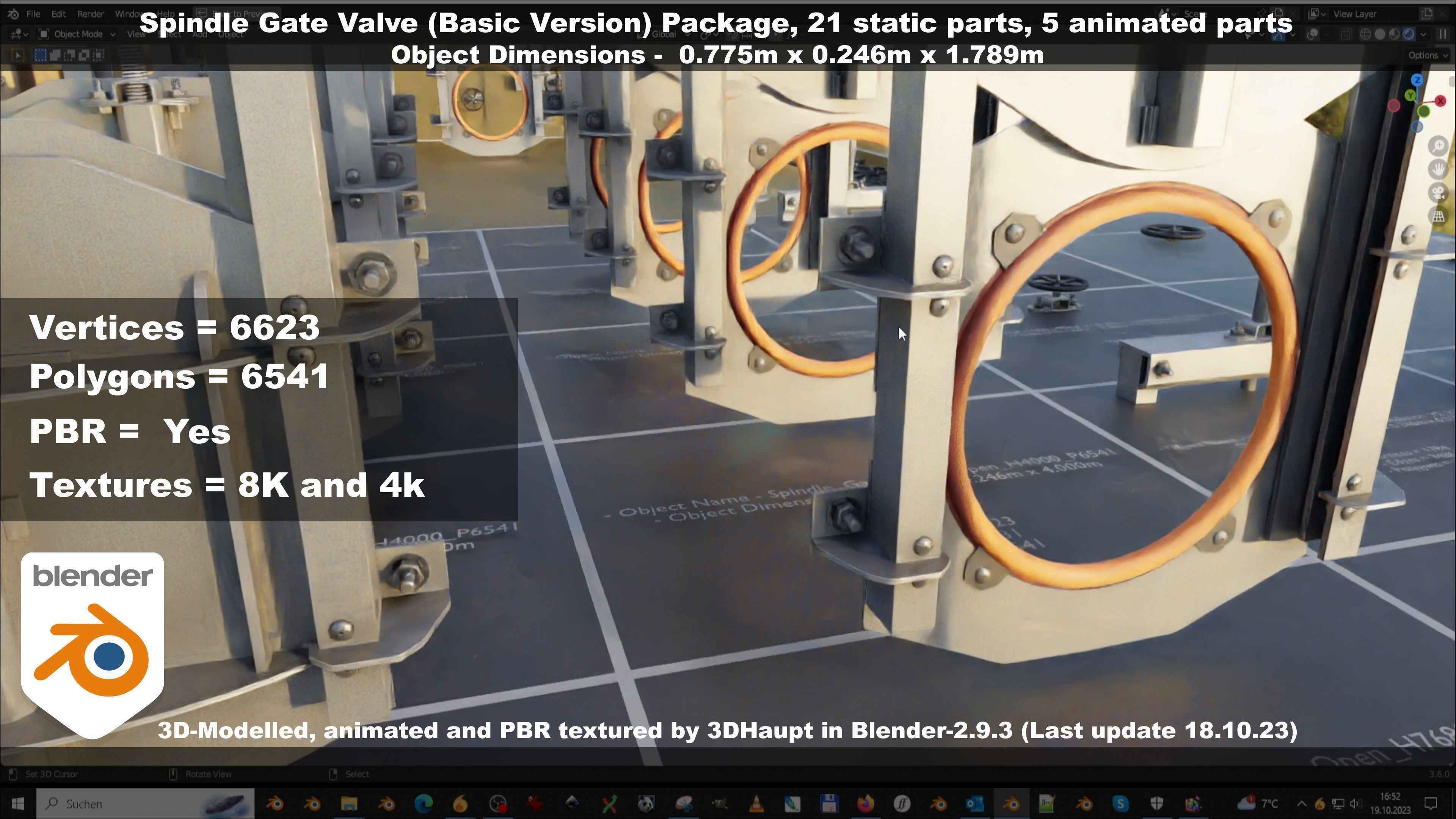 Spindle Gate Valve - Basic Version - Package Low-poly 3D model_124