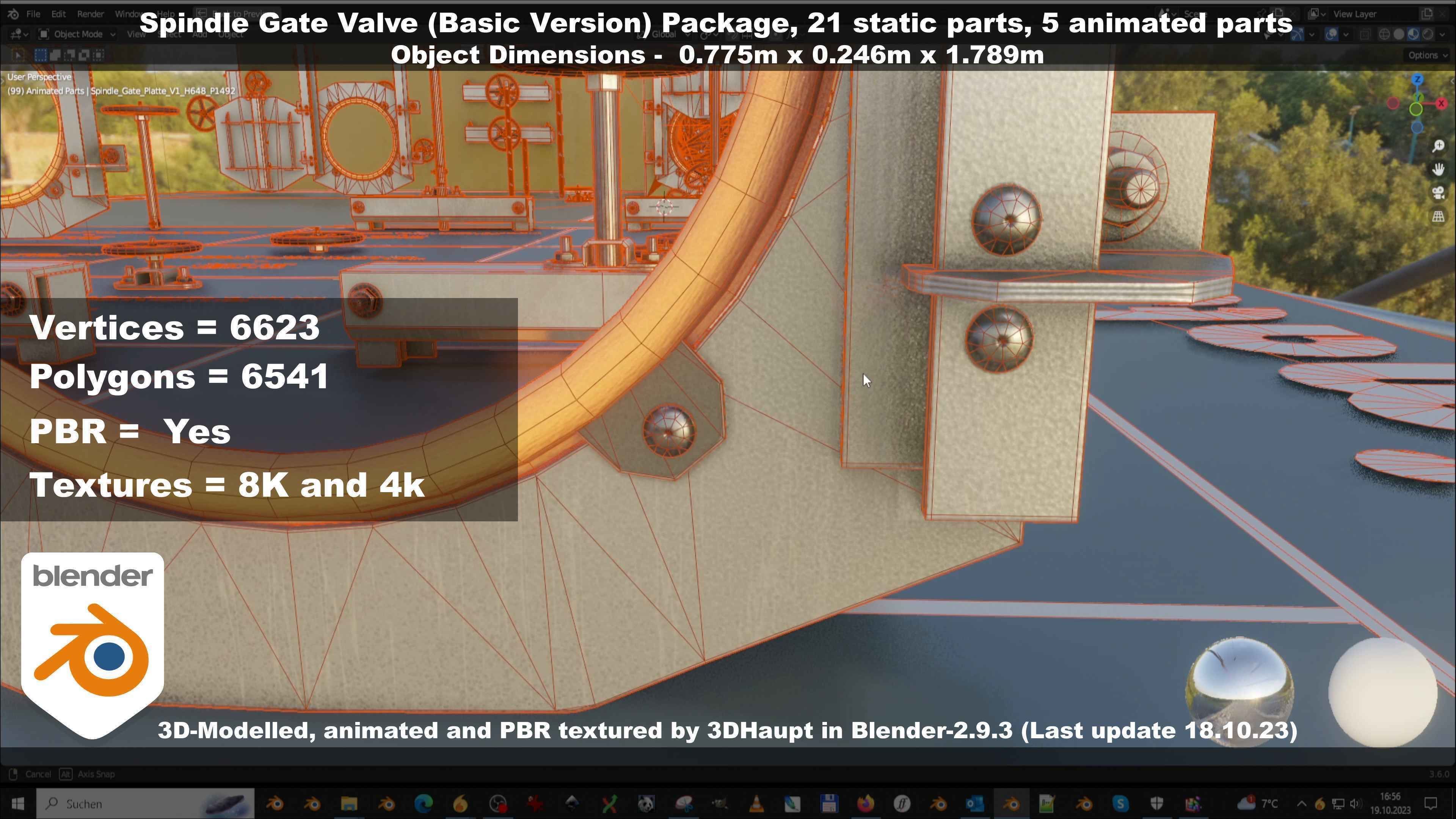 Spindle Gate Valve - Basic Version - Package Low-poly 3D model_69