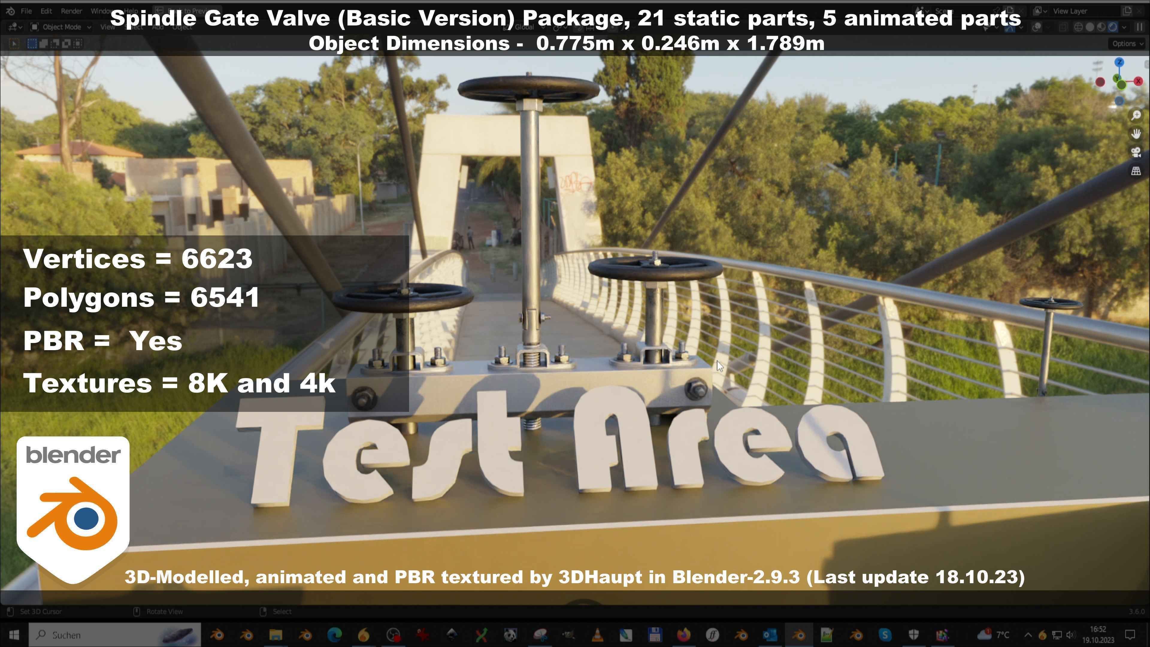 Spindle Gate Valve - Basic Version - Package Low-poly 3D model_110