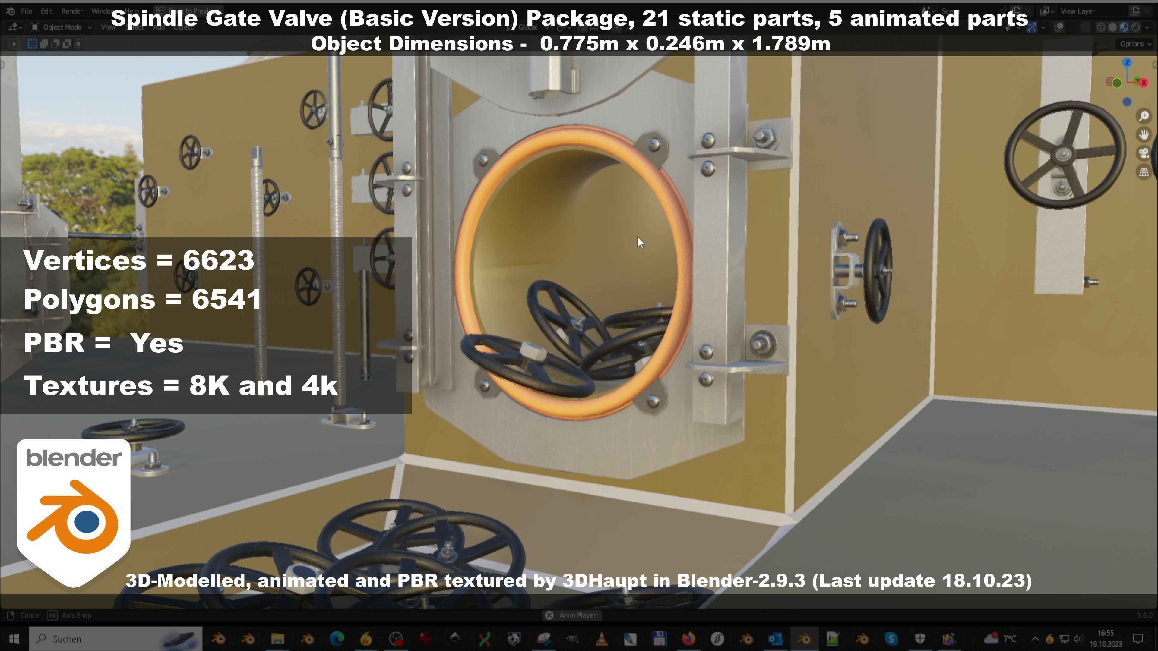 Spindle Gate Valve - Basic Version - Package Low-poly 3D model_102