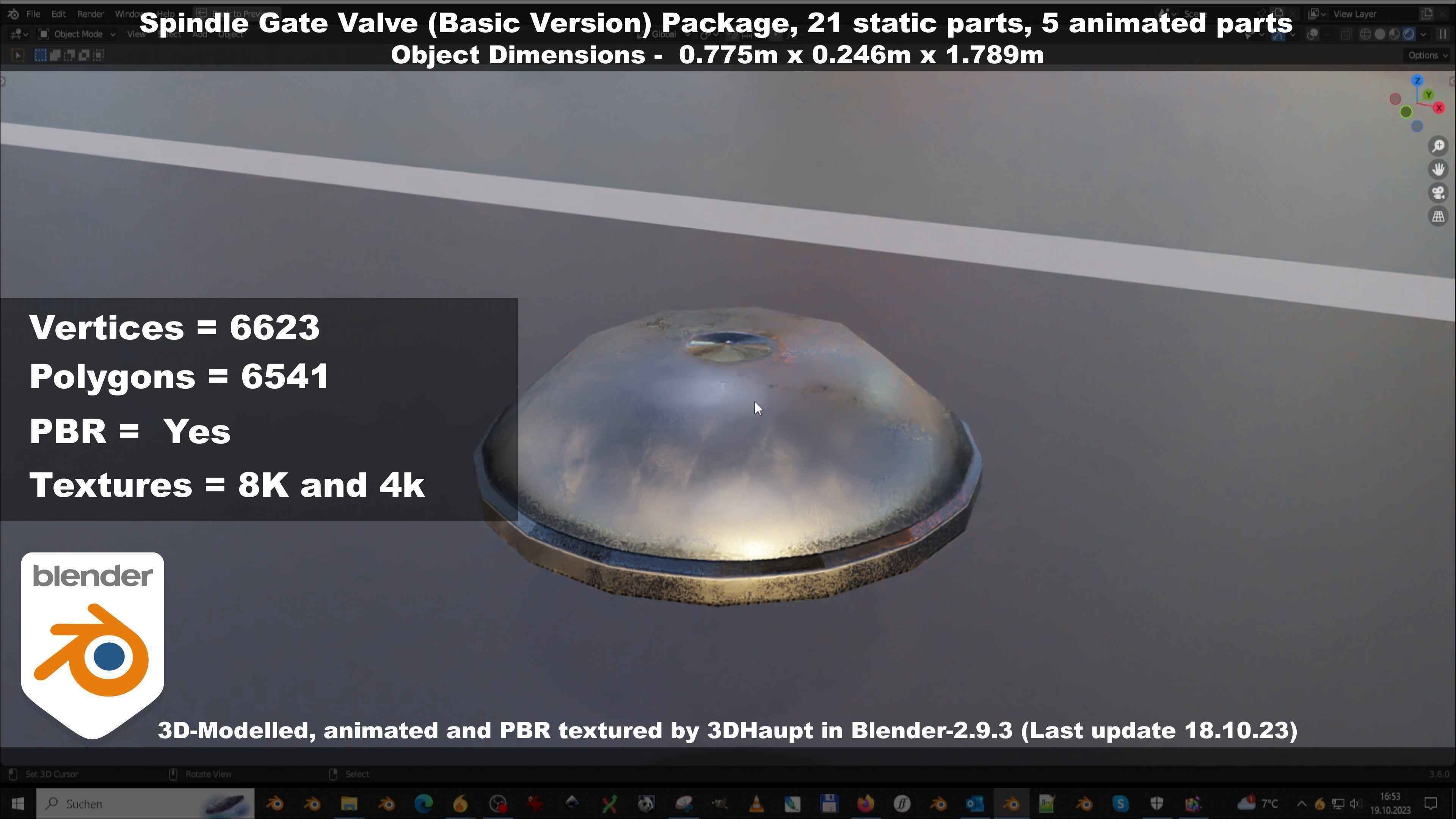 Spindle Gate Valve - Basic Version - Package Low-poly 3D model_136
