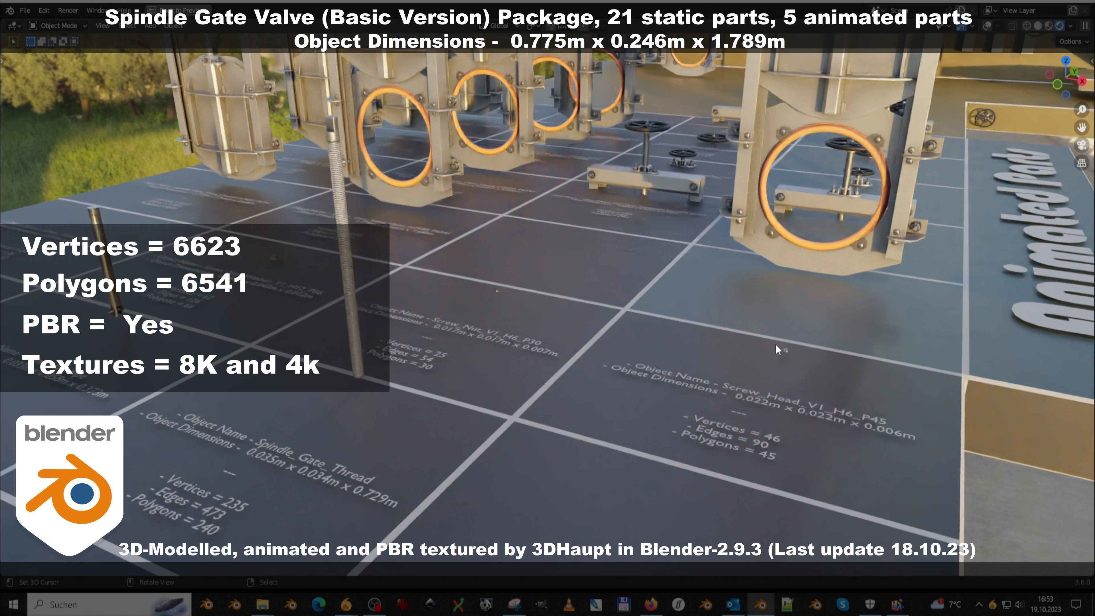 Spindle Gate Valve - Basic Version - Package Low-poly 3D model_135