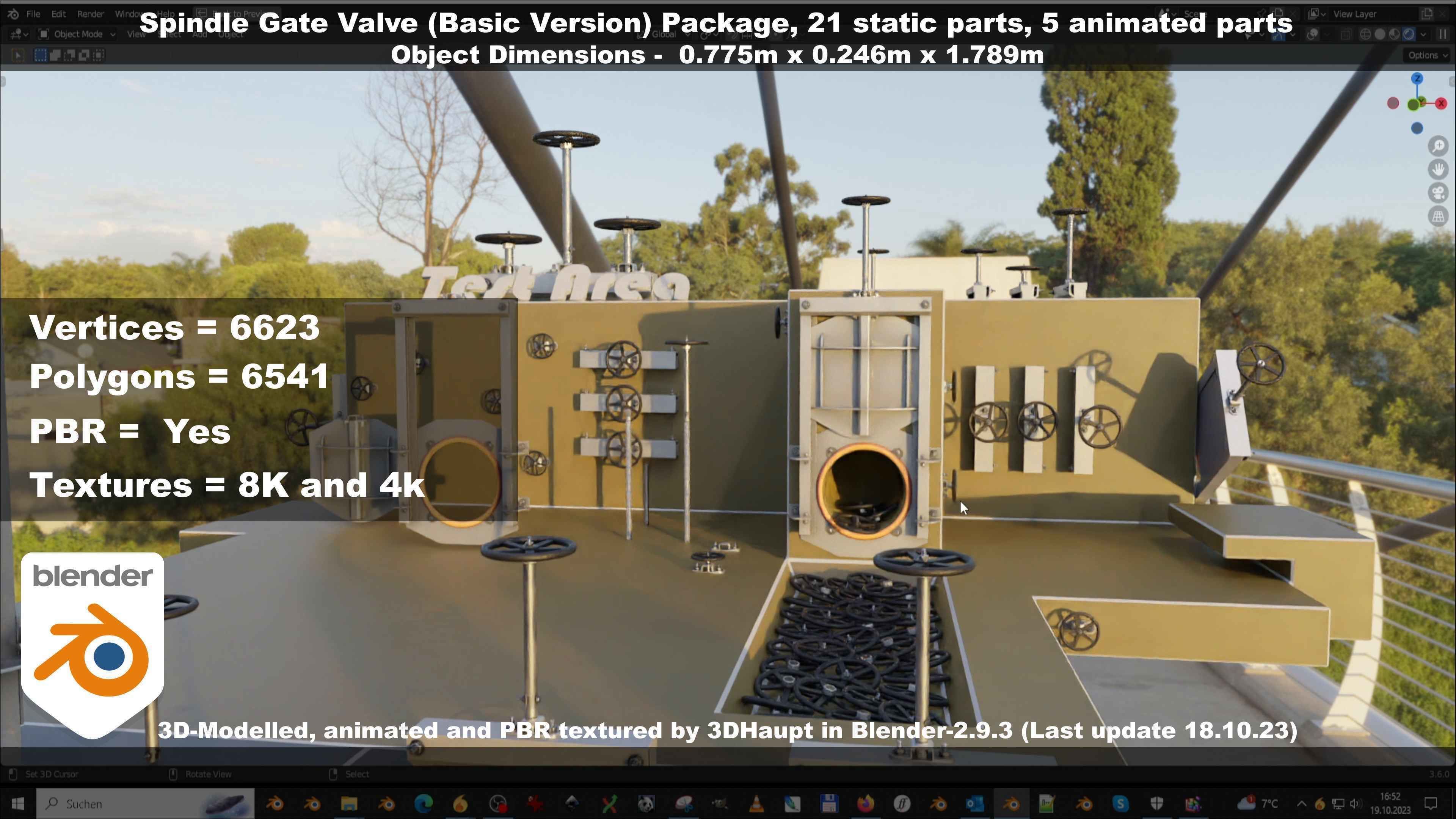 Spindle Gate Valve - Basic Version - Package Low-poly 3D model_122