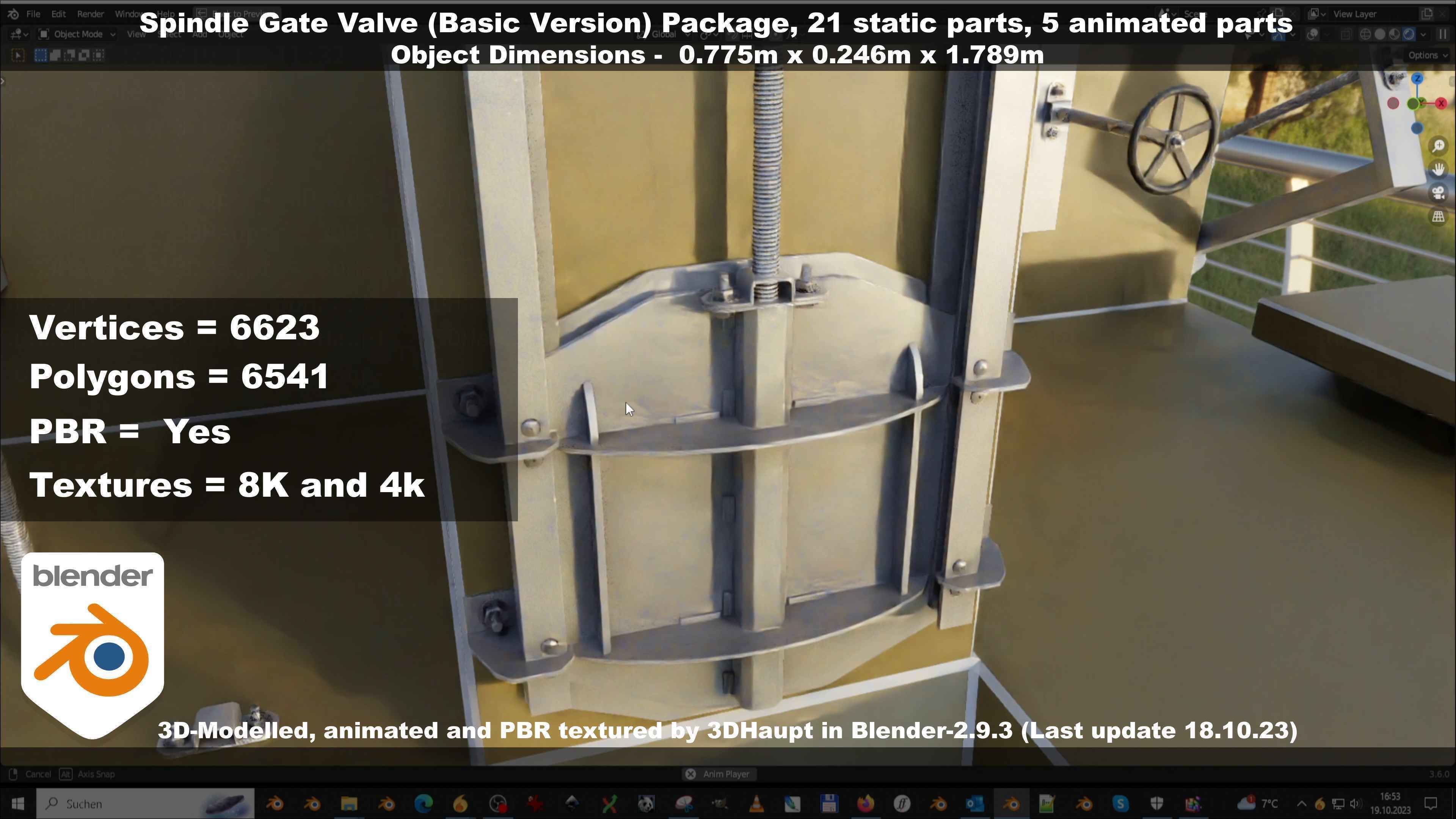Spindle Gate Valve - Basic Version - Package Low-poly 3D model_145