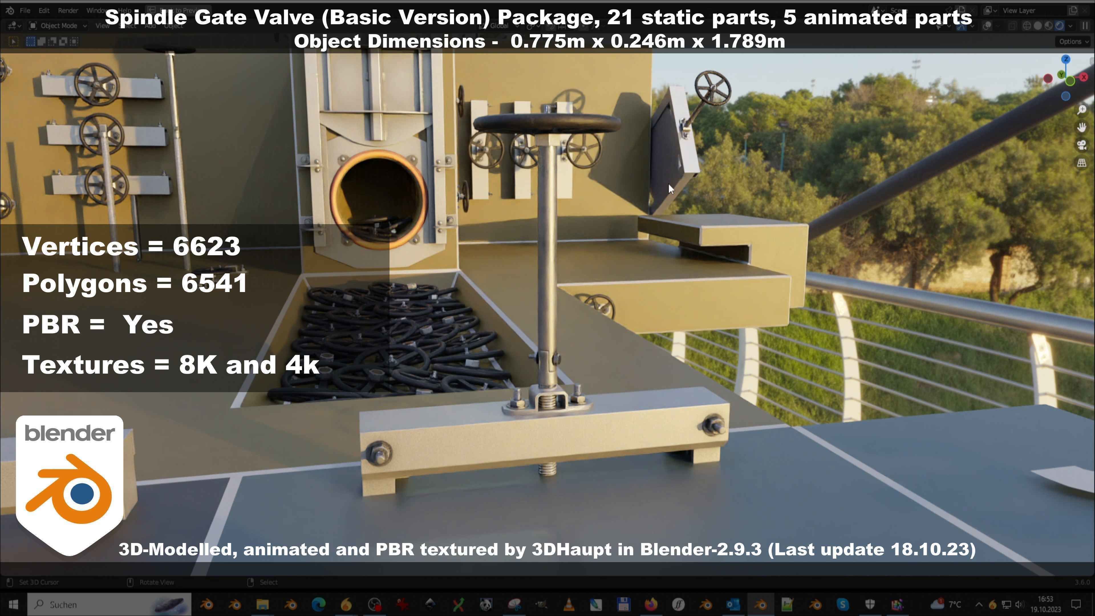 Spindle Gate Valve - Basic Version - Package Low-poly 3D model_142
