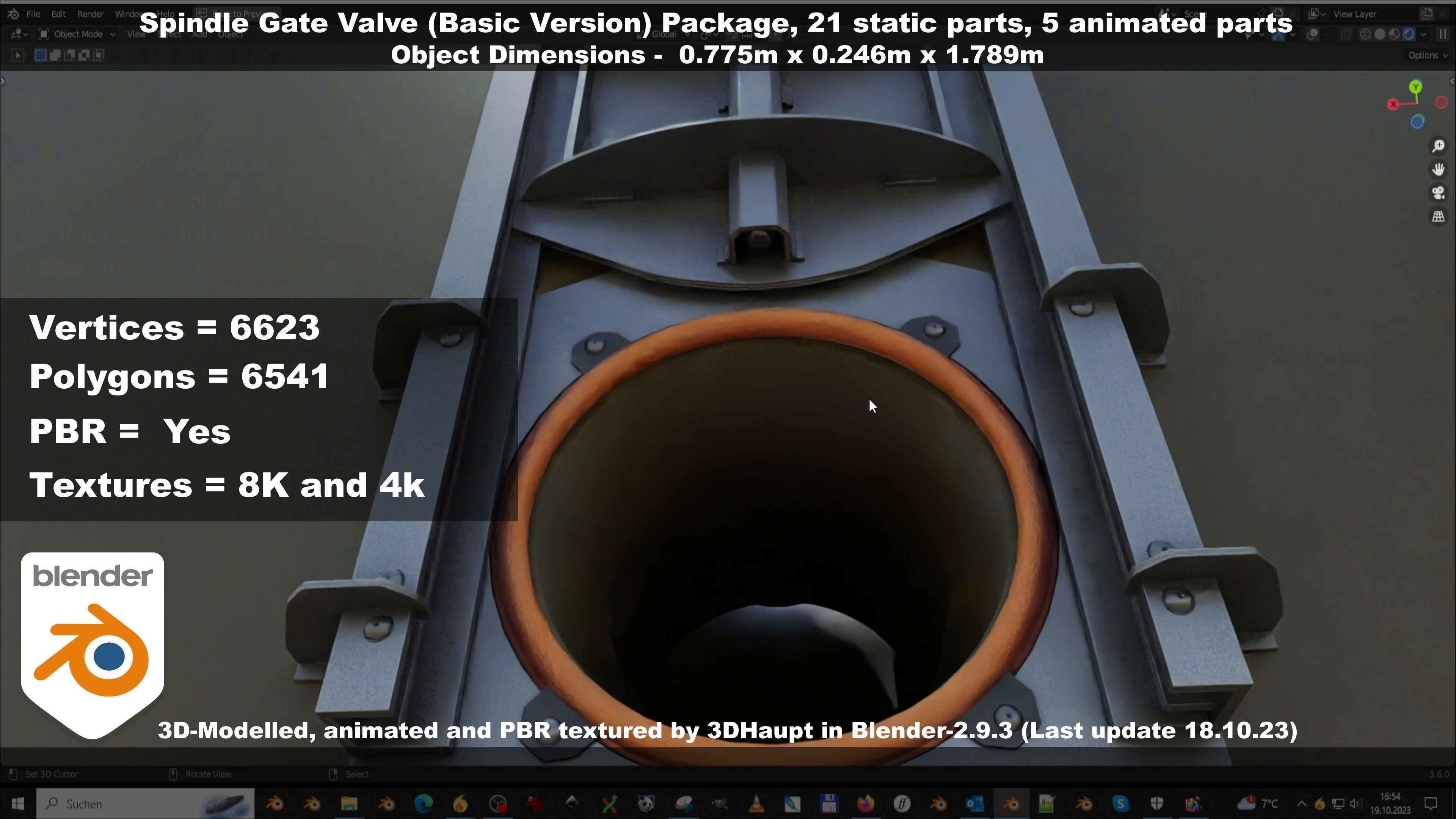 Spindle Gate Valve - Basic Version - Package Low-poly 3D model_94