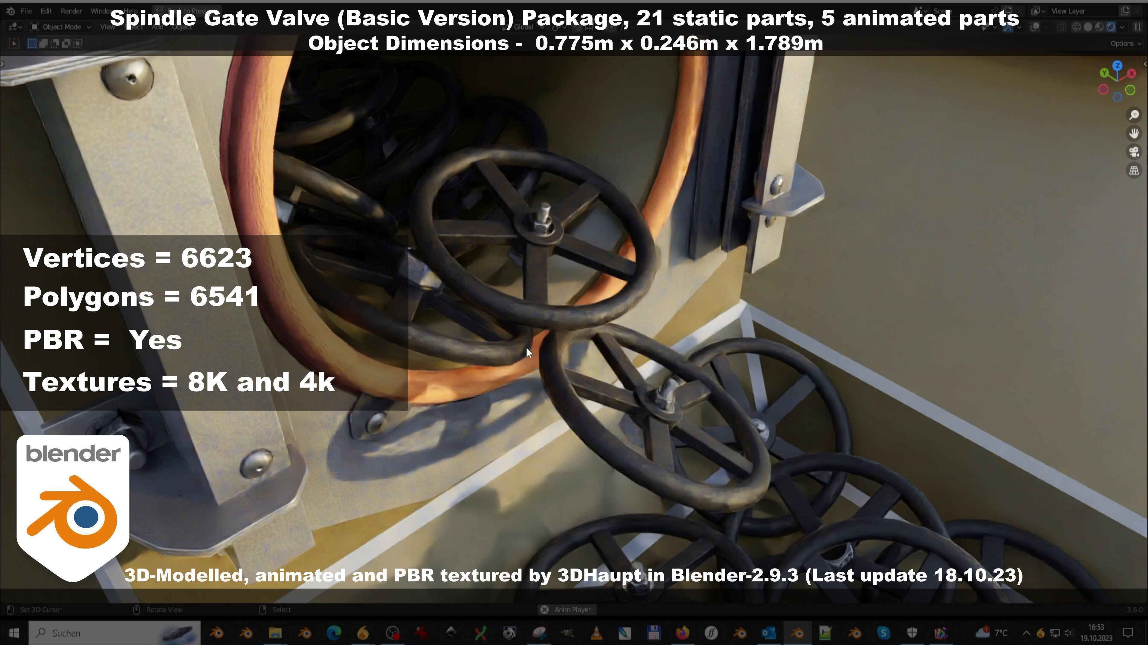 Spindle Gate Valve - Basic Version - Package Low-poly 3D model_50