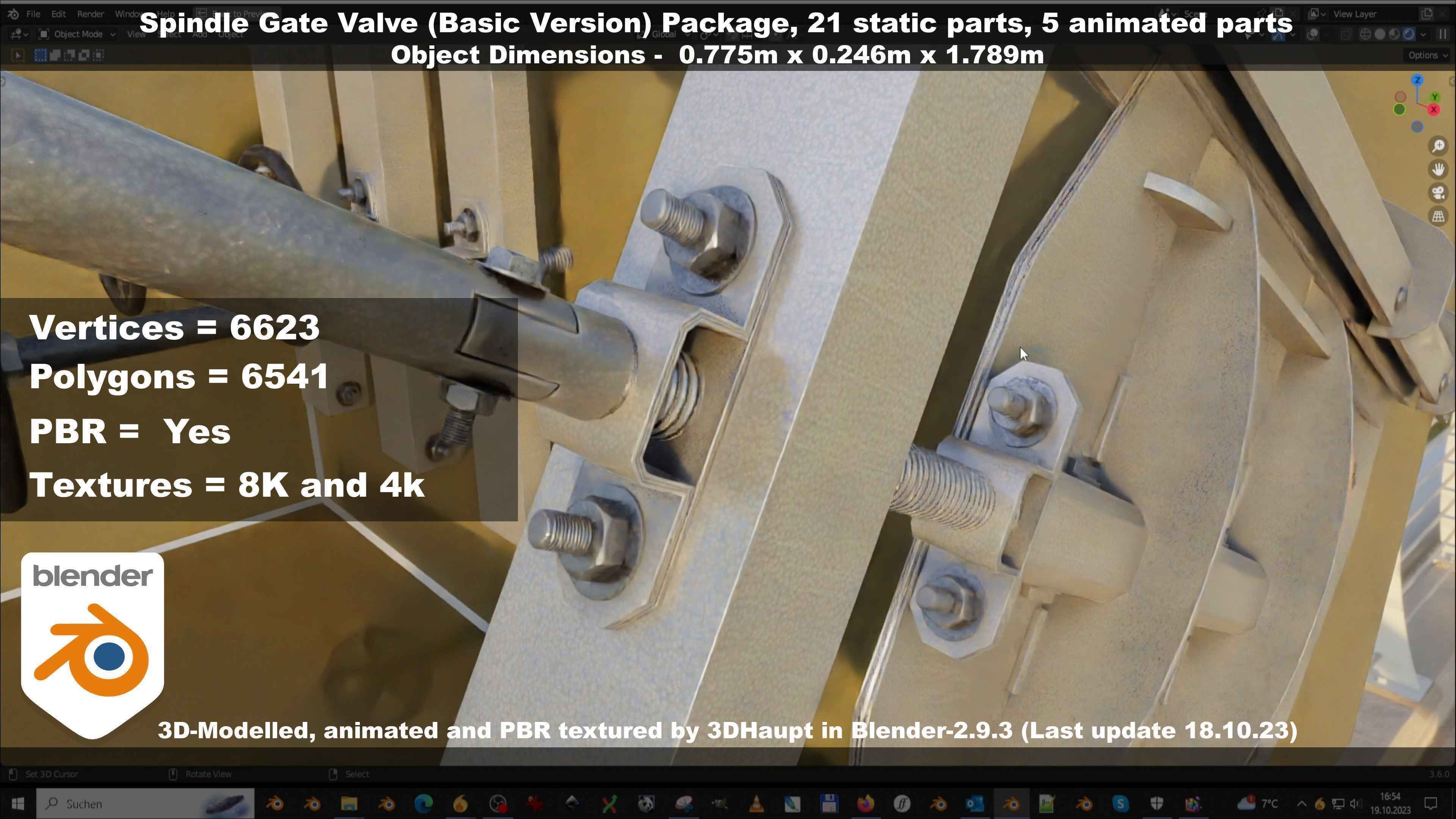 Spindle Gate Valve - Basic Version - Package Low-poly 3D model_90