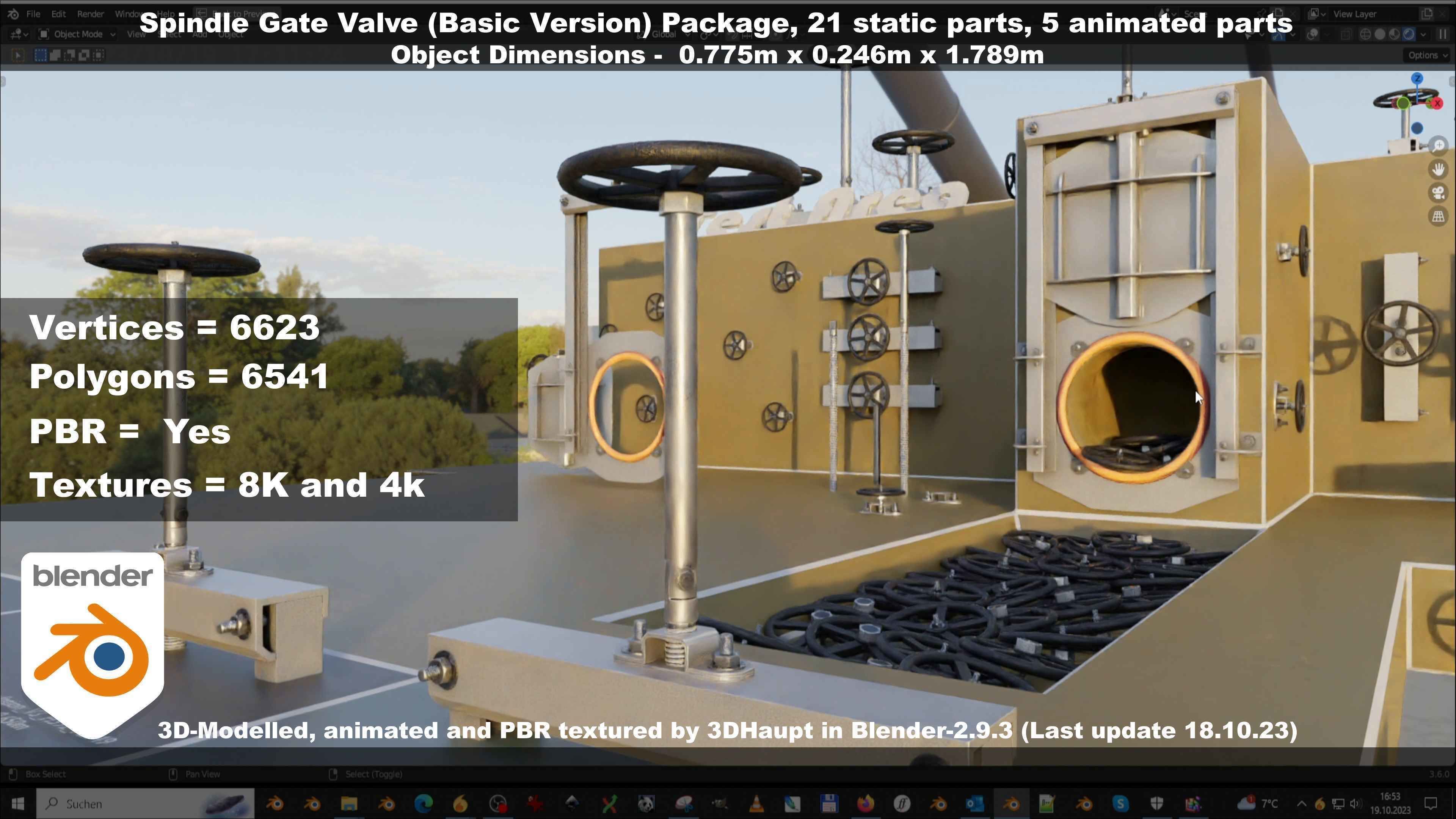 Spindle Gate Valve - Basic Version - Package Low-poly 3D model_106