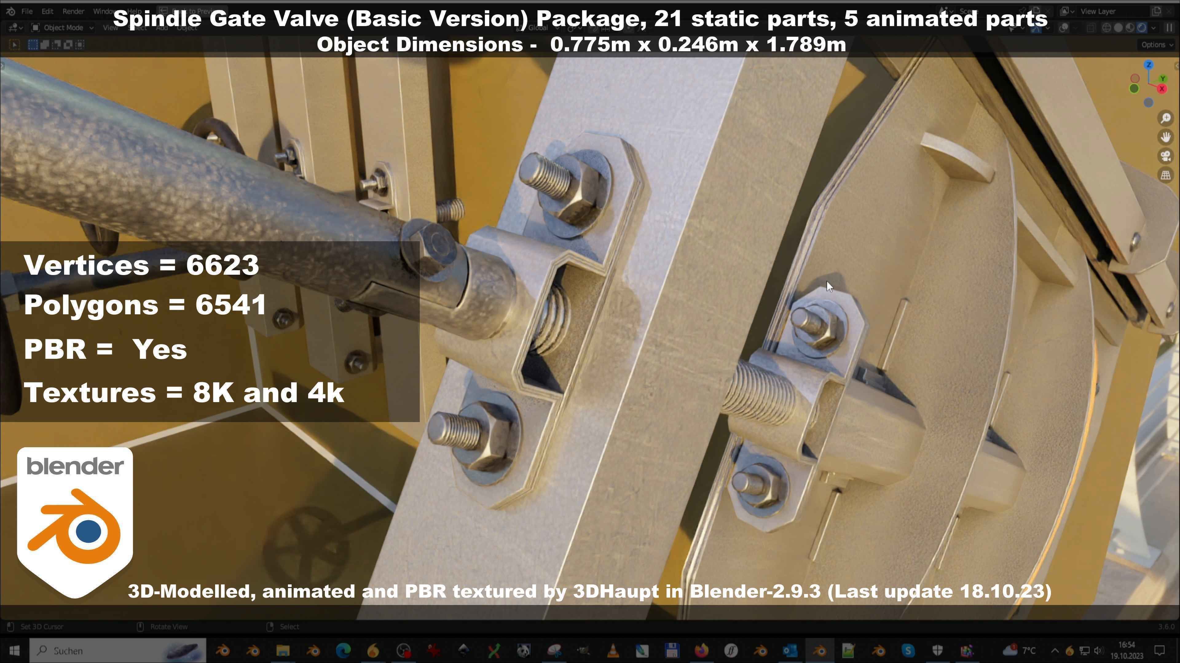 Spindle Gate Valve - Basic Version - Package Low-poly 3D model_54