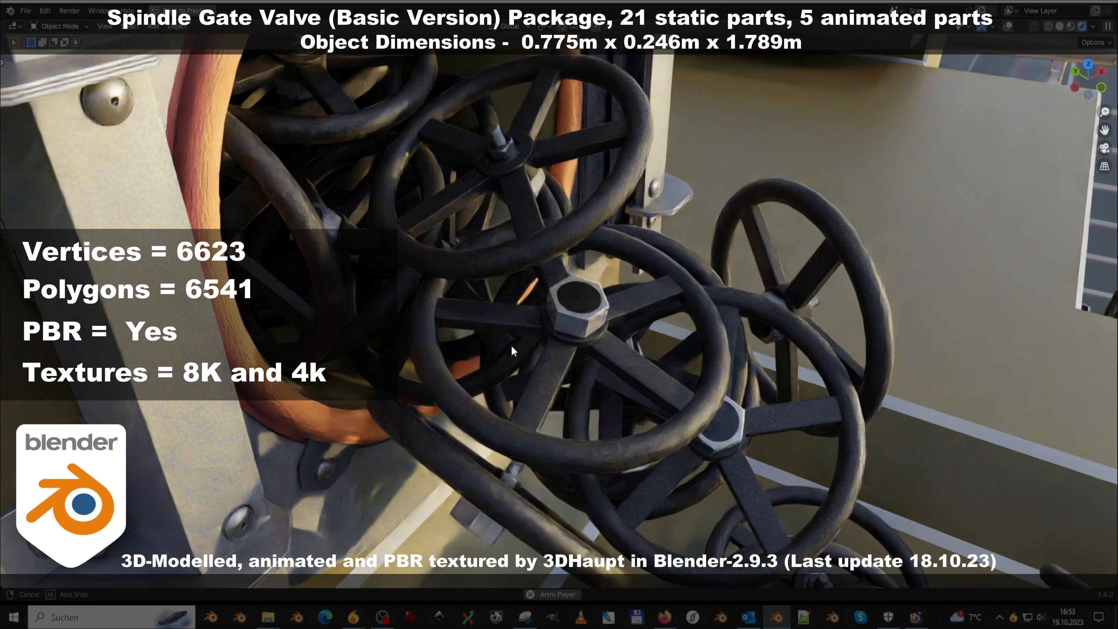 Spindle Gate Valve - Basic Version - Package Low-poly 3D model_49