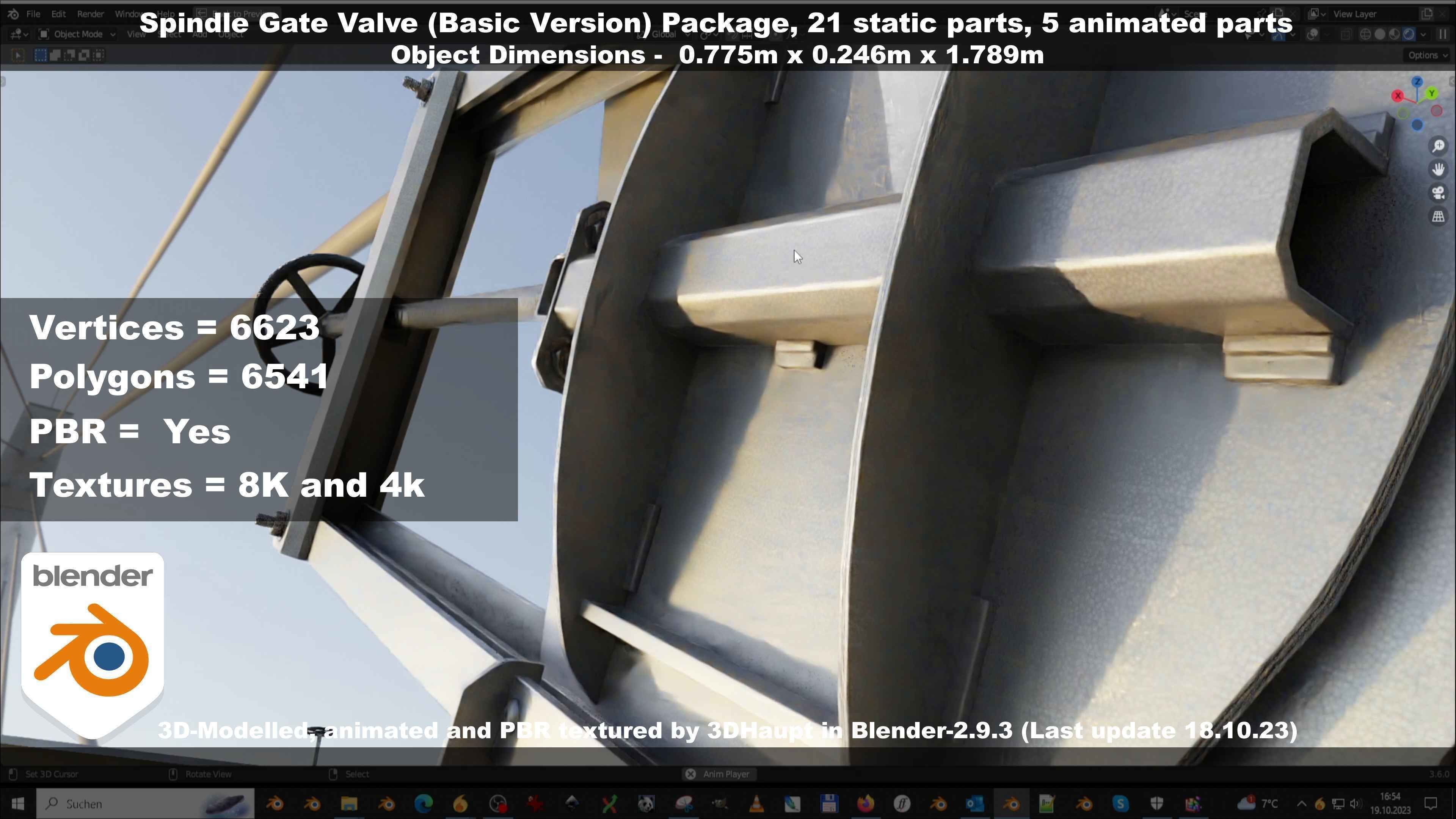 Spindle Gate Valve - Basic Version - Package Low-poly 3D model_55