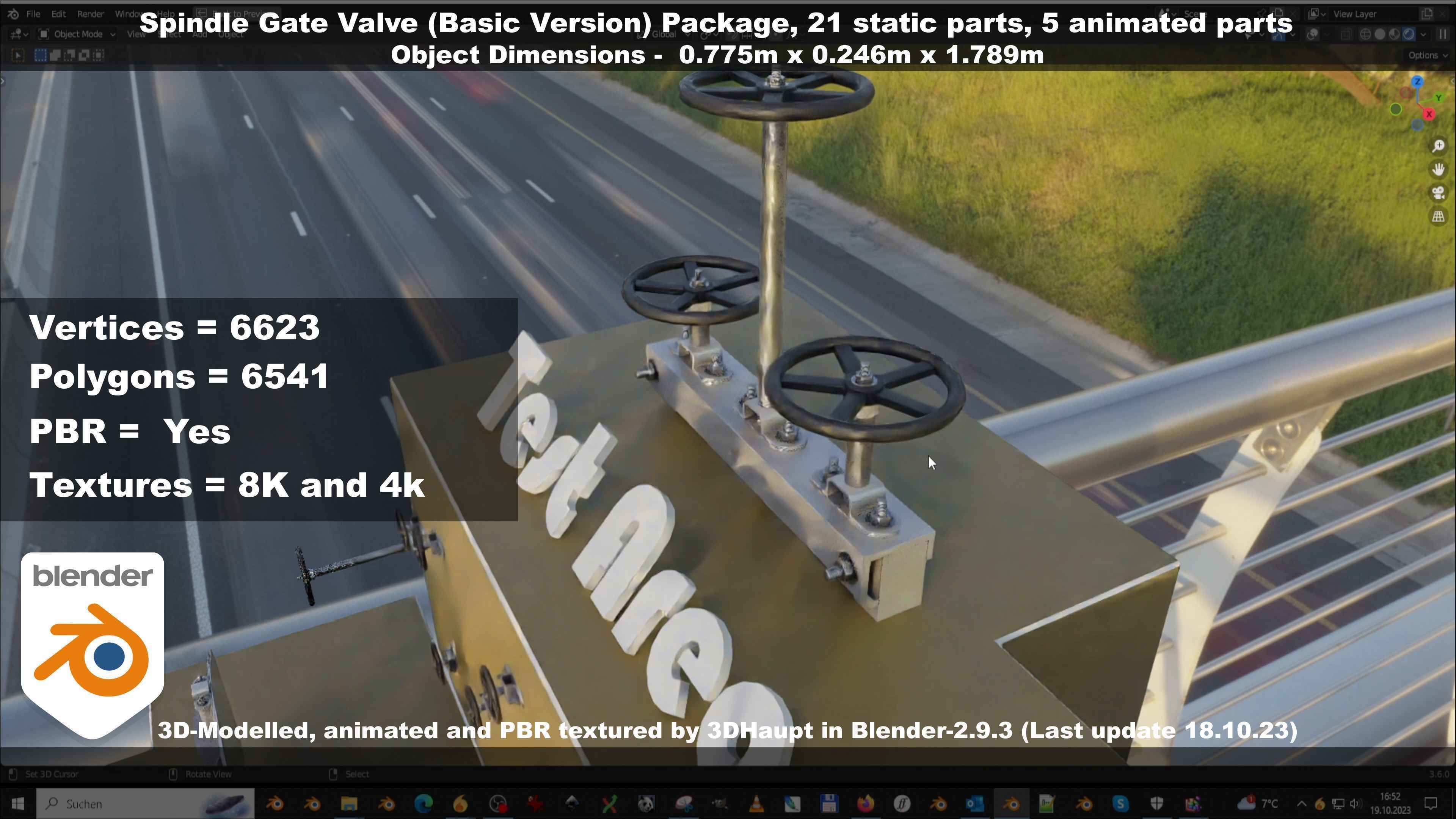 Spindle Gate Valve - Basic Version - Package Low-poly 3D model_113