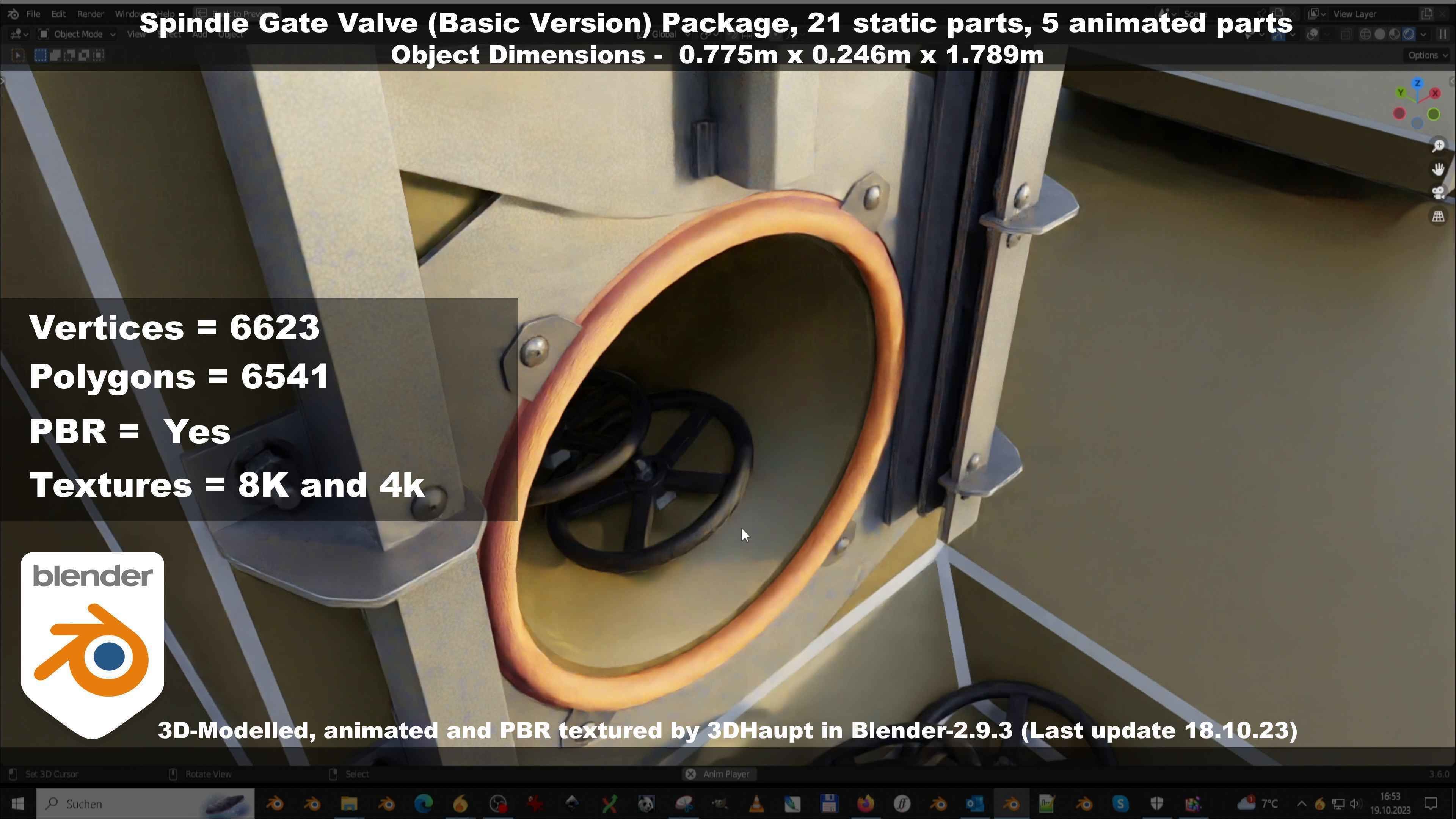 Spindle Gate Valve - Basic Version - Package Low-poly 3D model_51