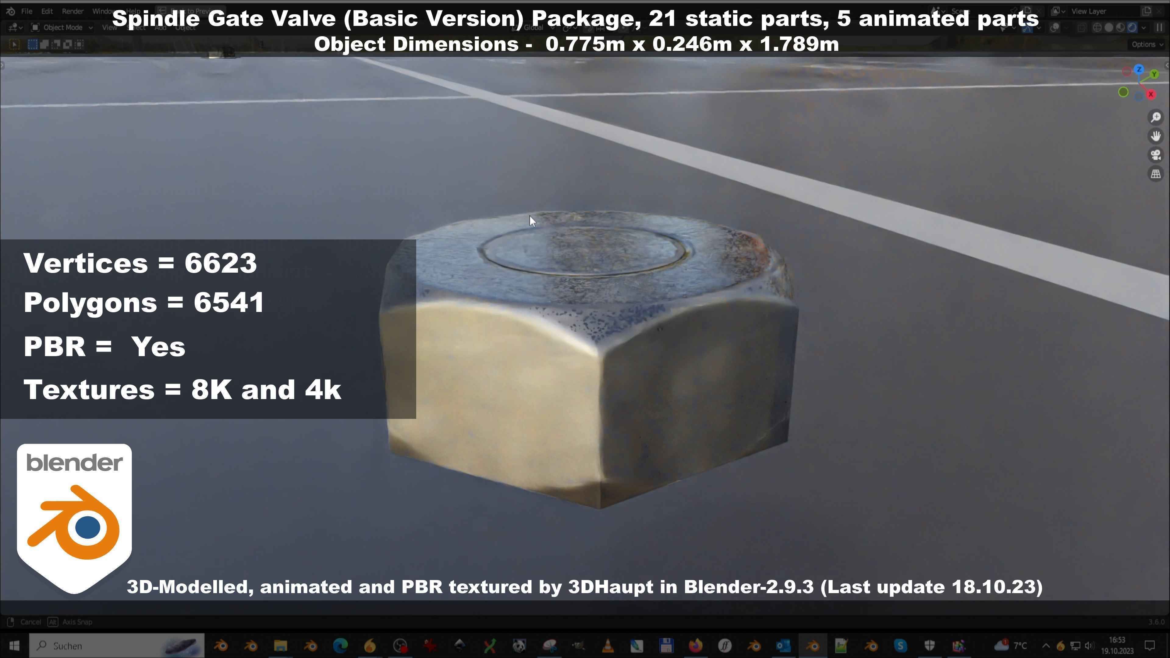 Spindle Gate Valve - Basic Version - Package Low-poly 3D model_140