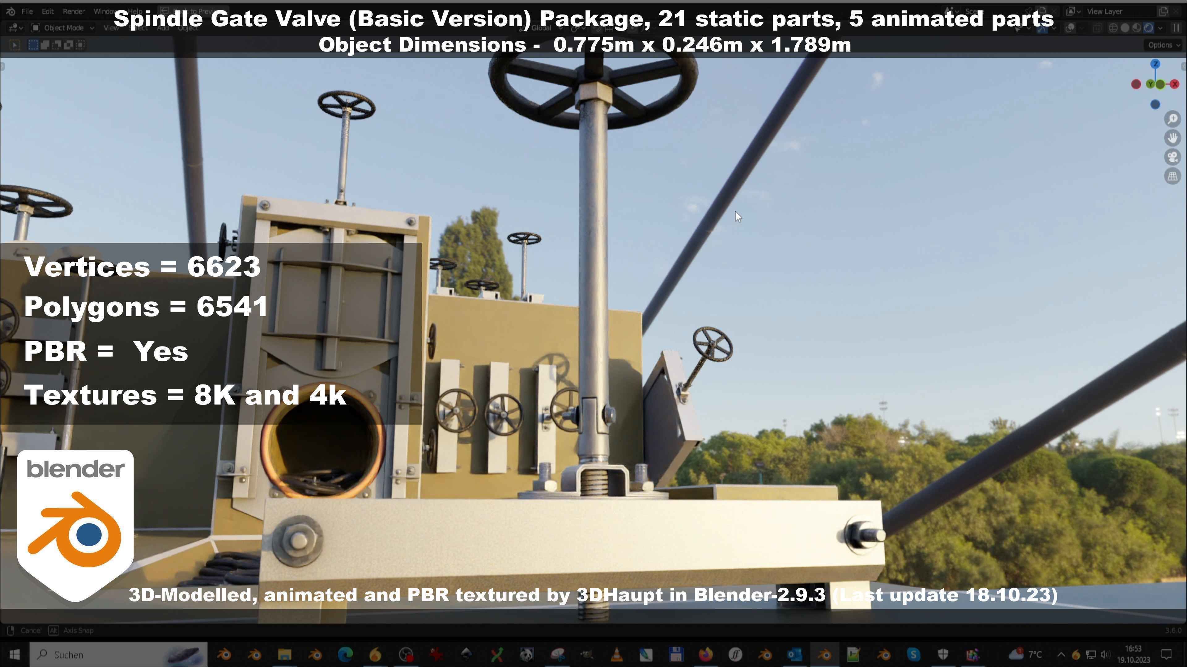 Spindle Gate Valve - Basic Version - Package Low-poly 3D model_84