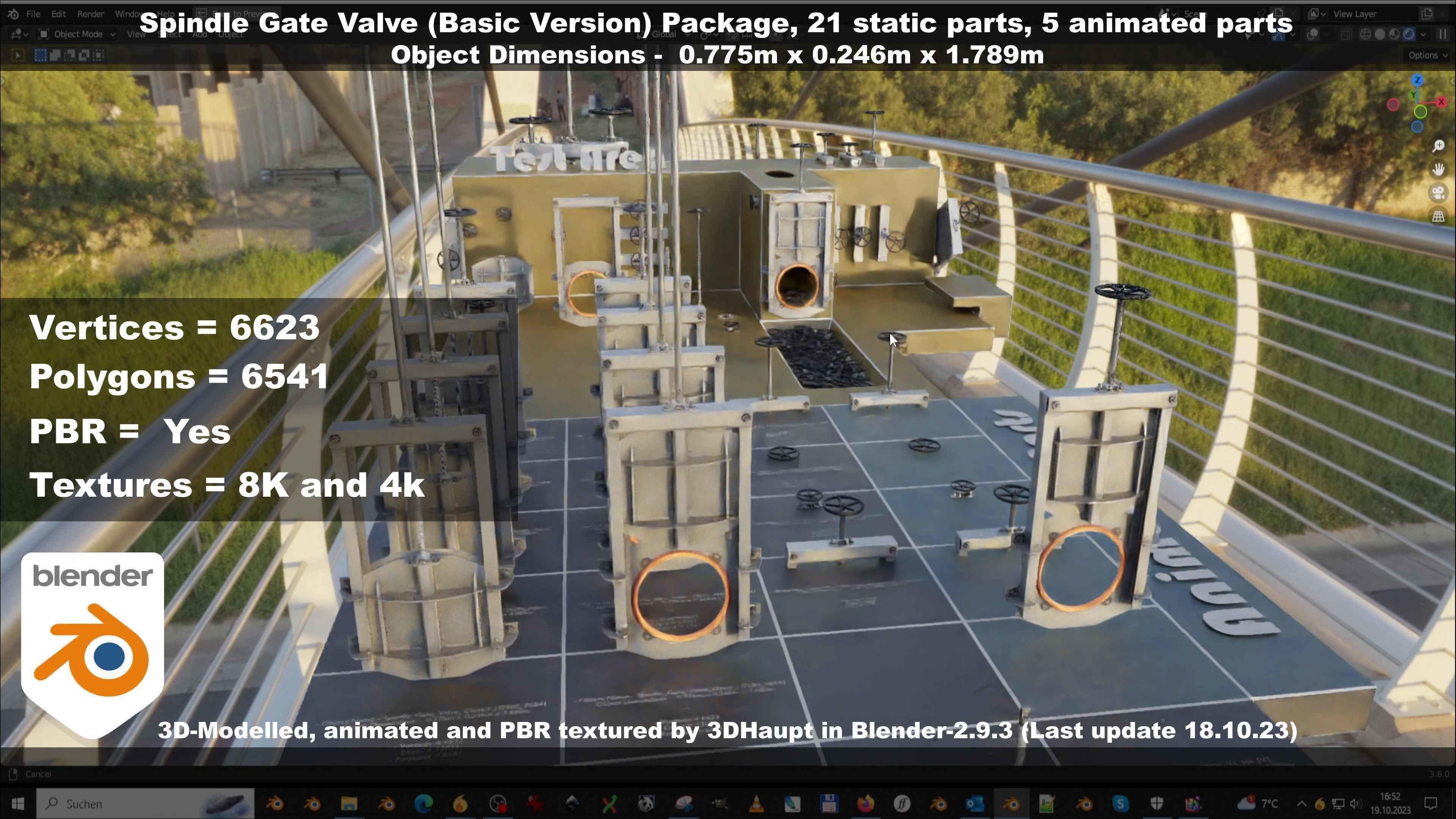 Spindle Gate Valve - Basic Version - Package Low-poly 3D model_123