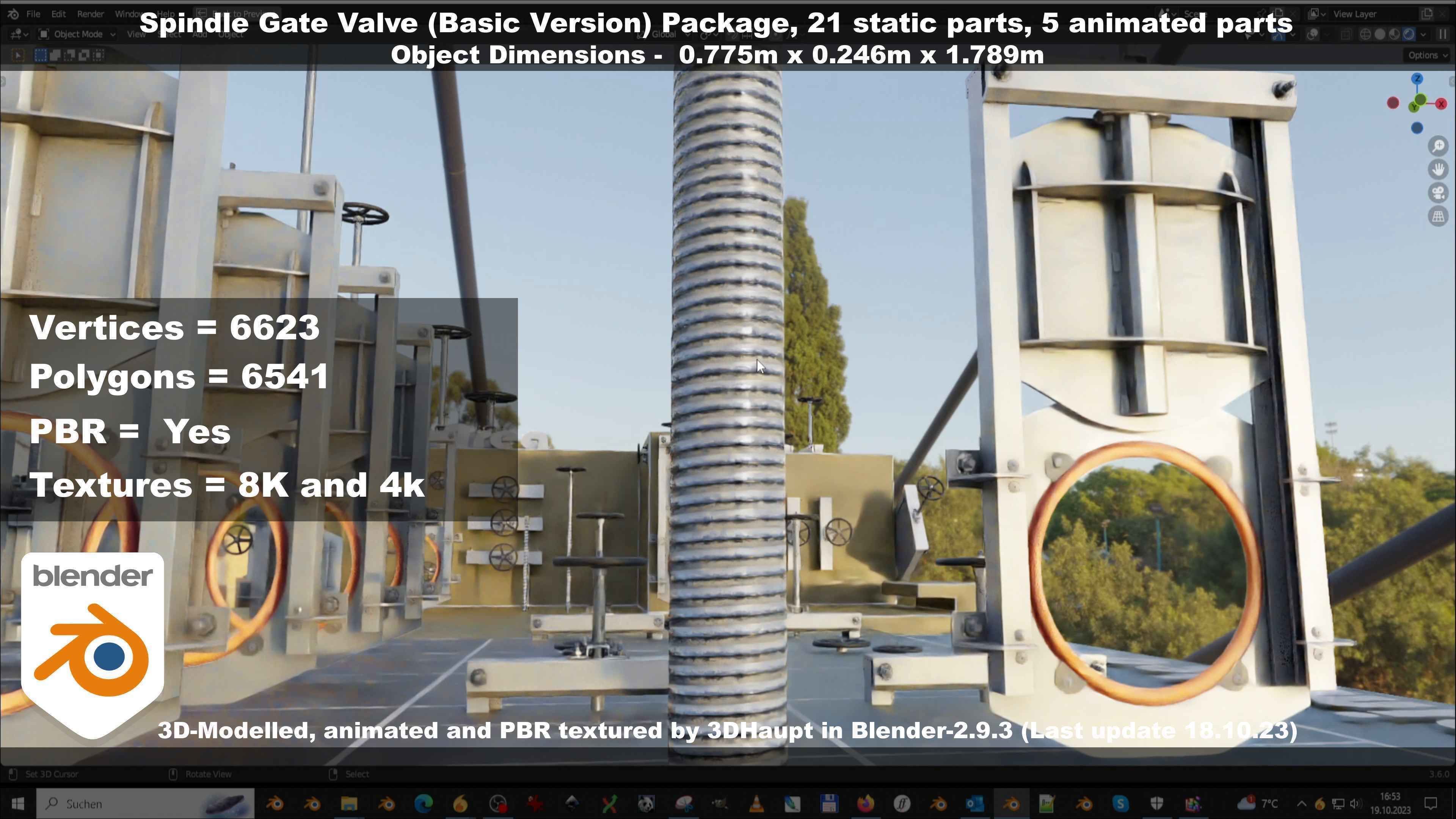 Spindle Gate Valve - Basic Version - Package Low-poly 3D model_133