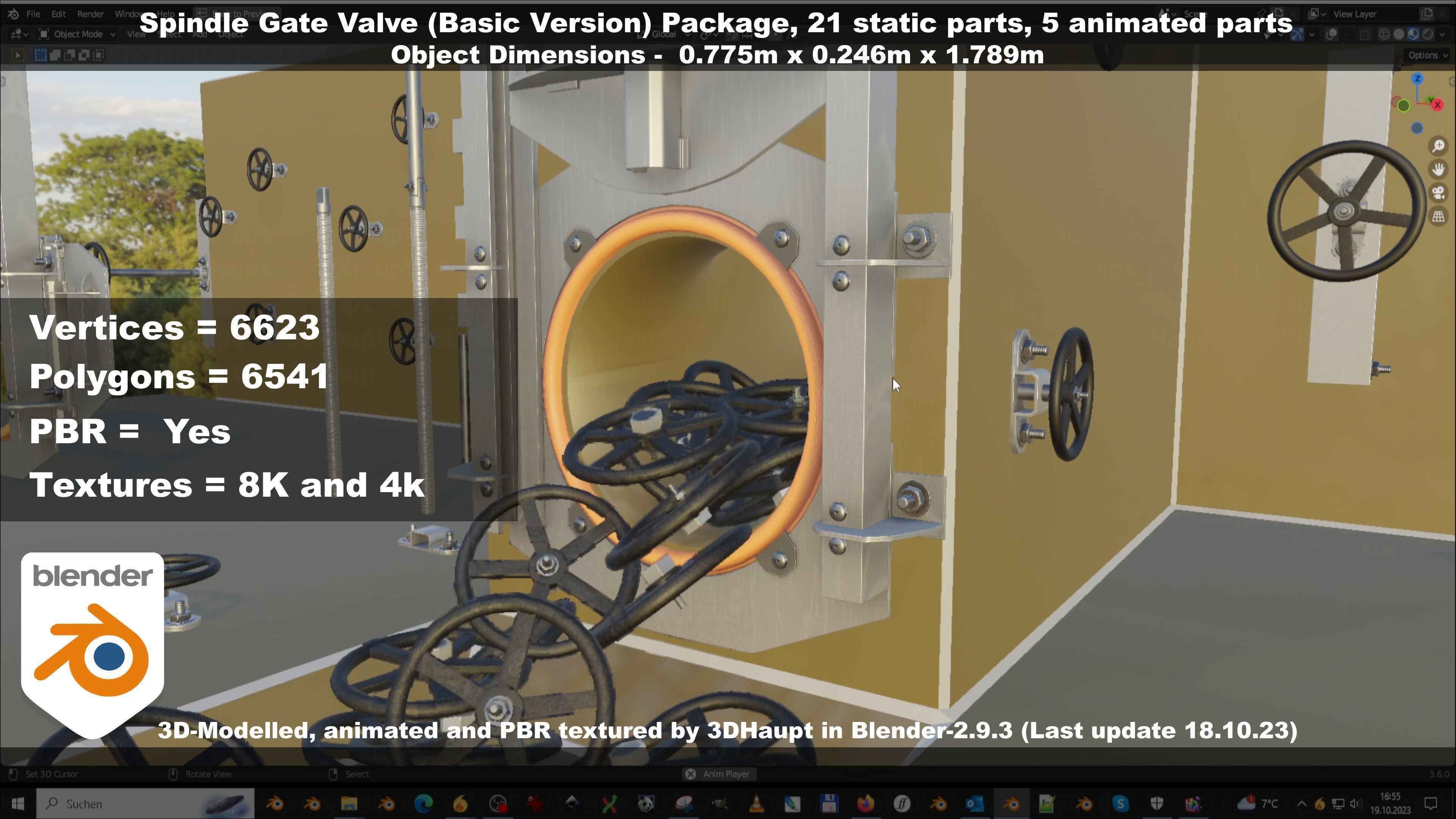 Spindle Gate Valve - Basic Version - Package Low-poly 3D model_101