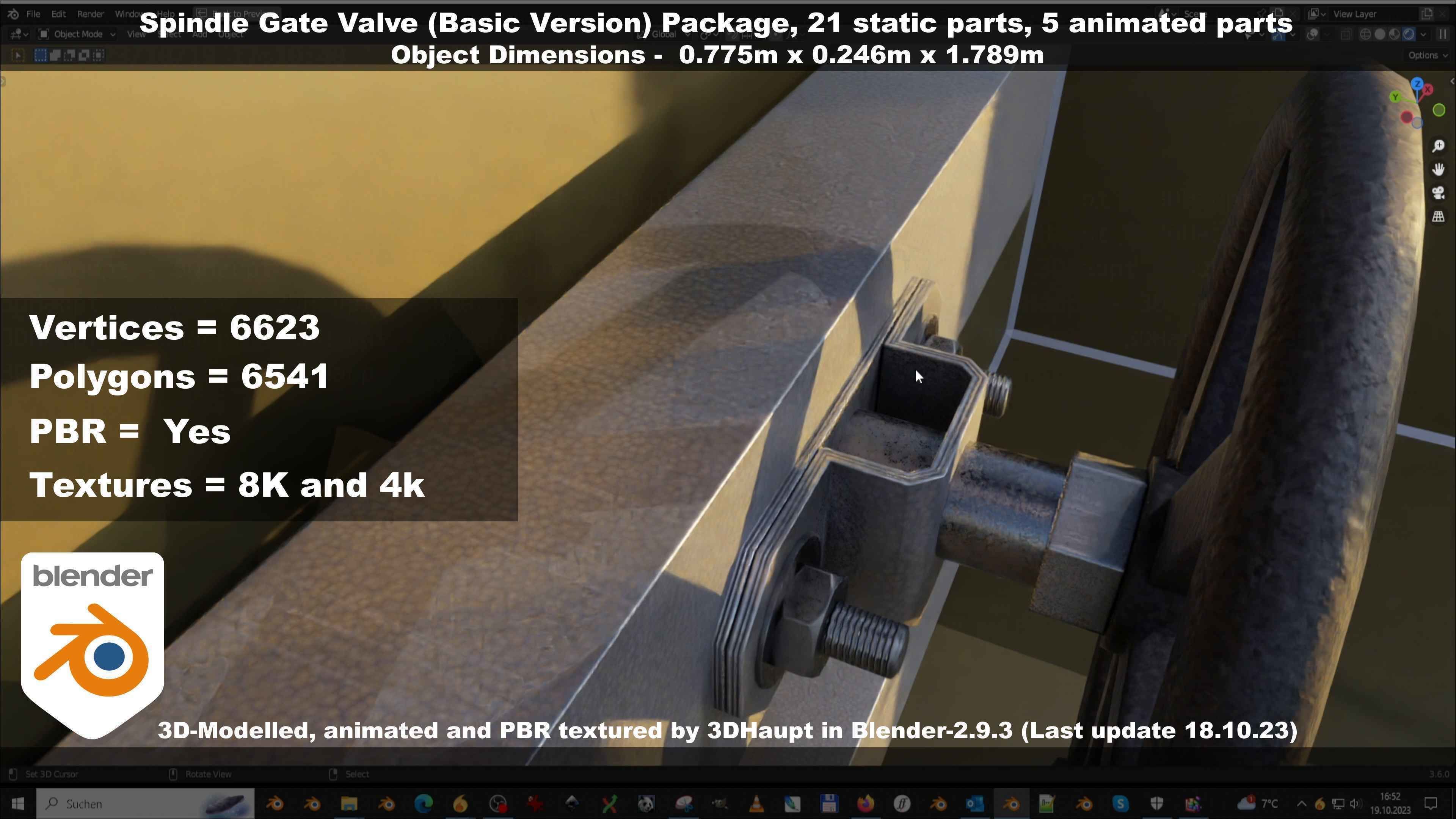 Spindle Gate Valve - Basic Version - Package Low-poly 3D model_108