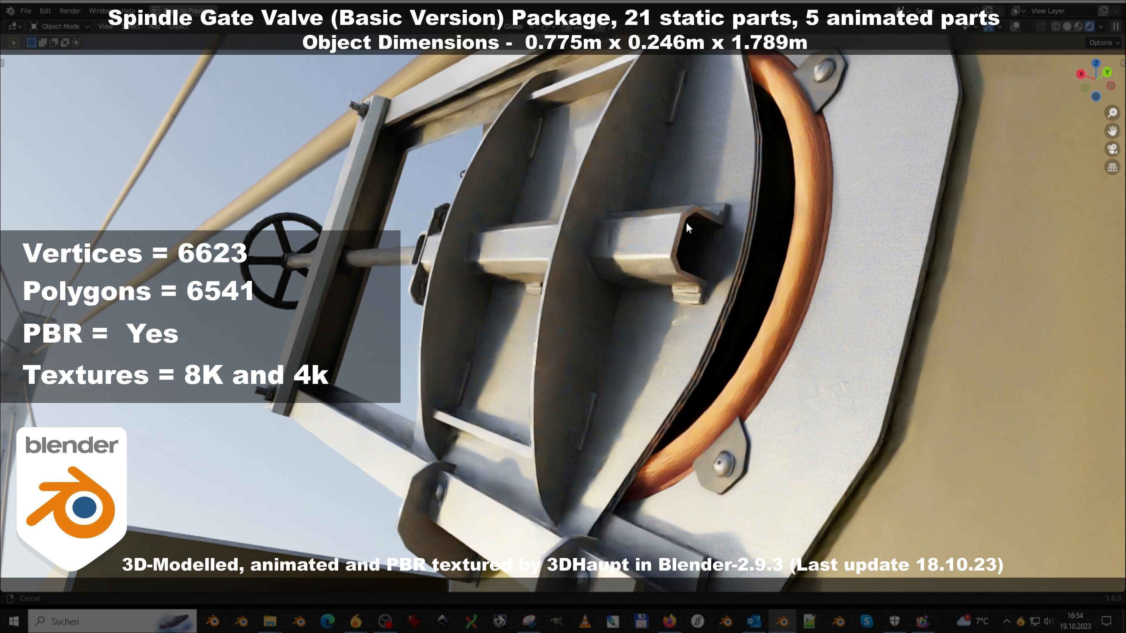 Spindle Gate Valve - Basic Version - Package Low-poly 3D model_56
