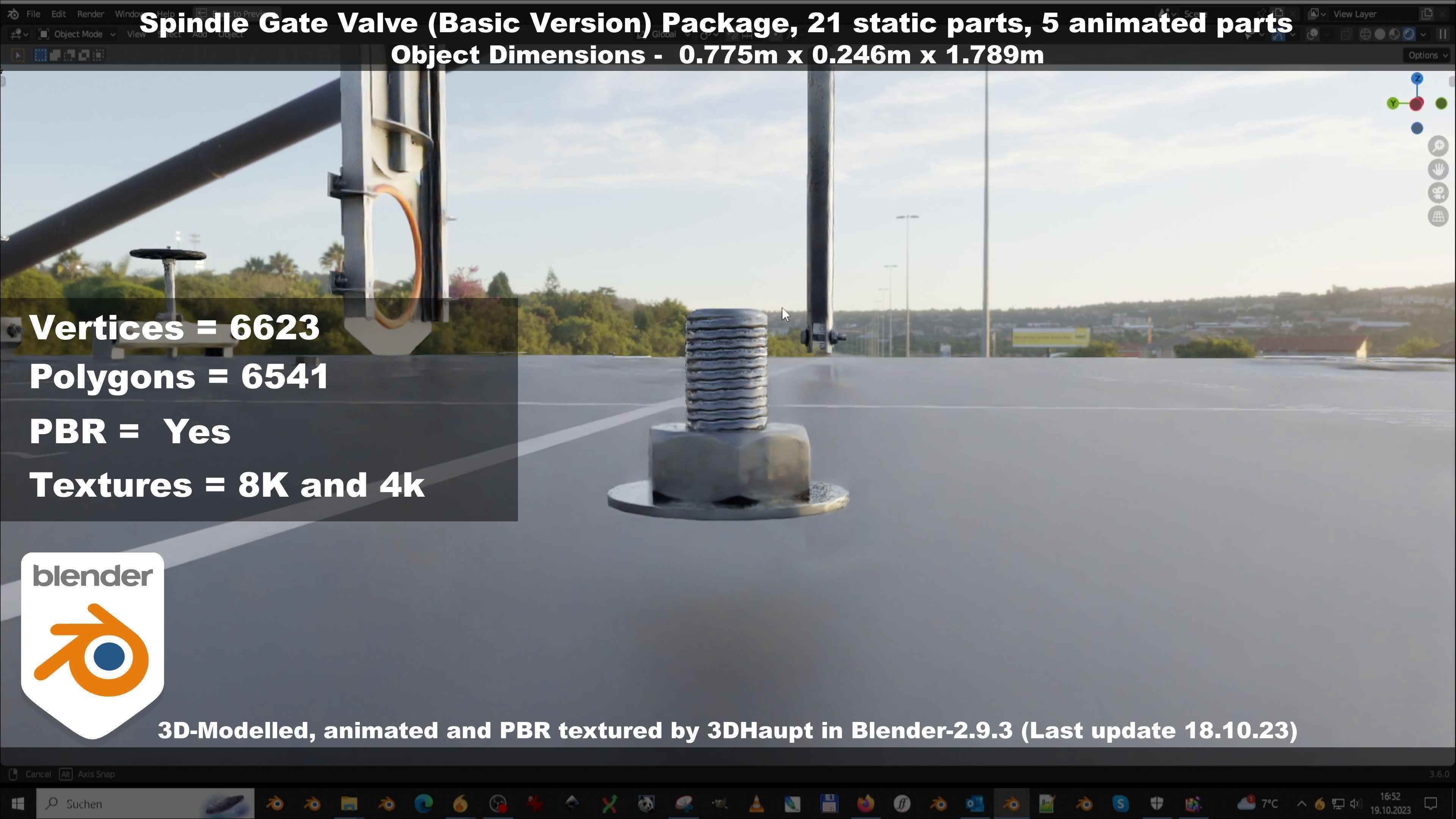 Spindle Gate Valve - Basic Version - Package Low-poly 3D model_129