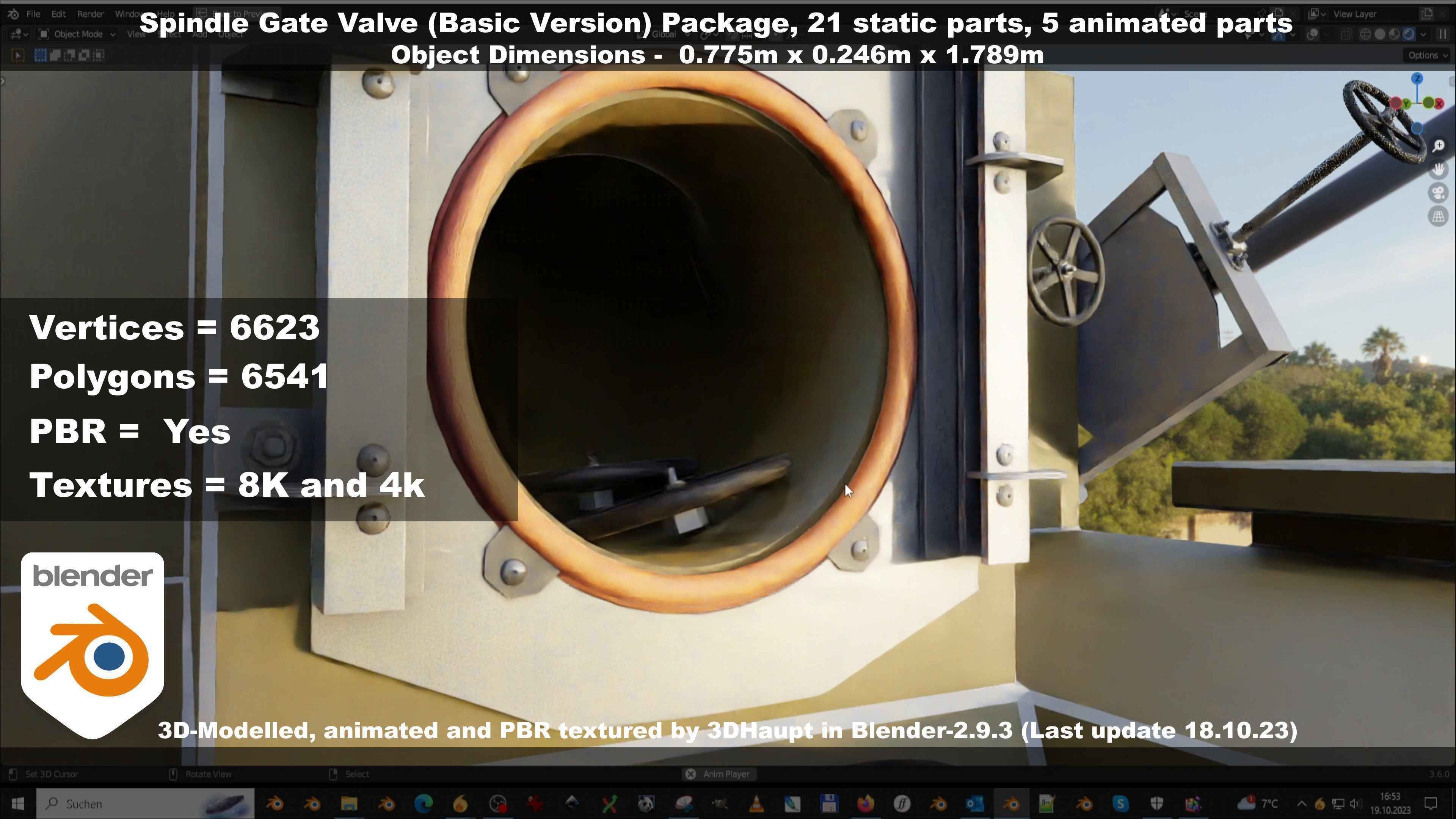 Spindle Gate Valve - Basic Version - Package Low-poly 3D model_143