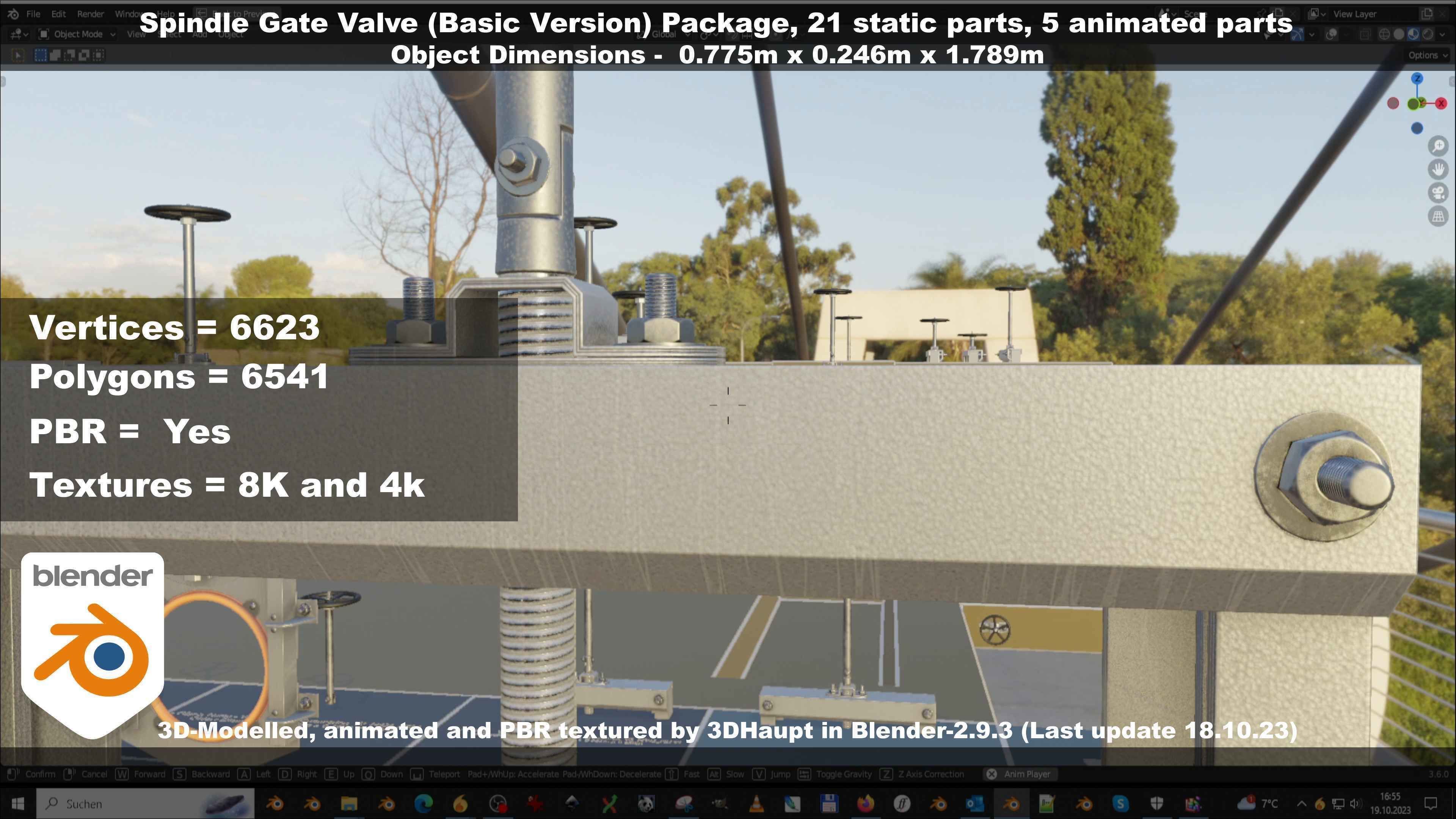 Spindle Gate Valve - Basic Version - Package Low-poly 3D model_63