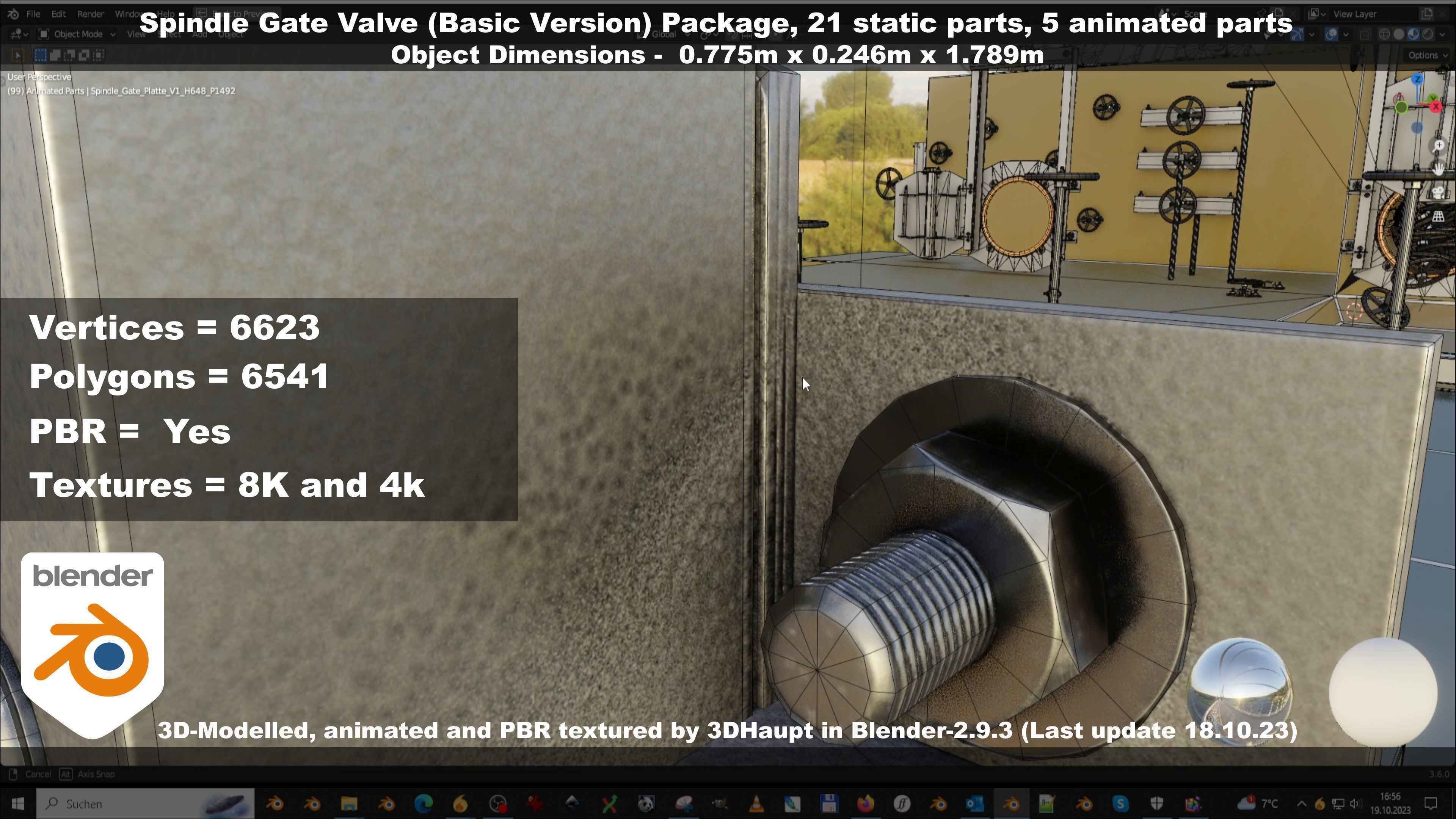 Spindle Gate Valve - Basic Version - Package Low-poly 3D model_105