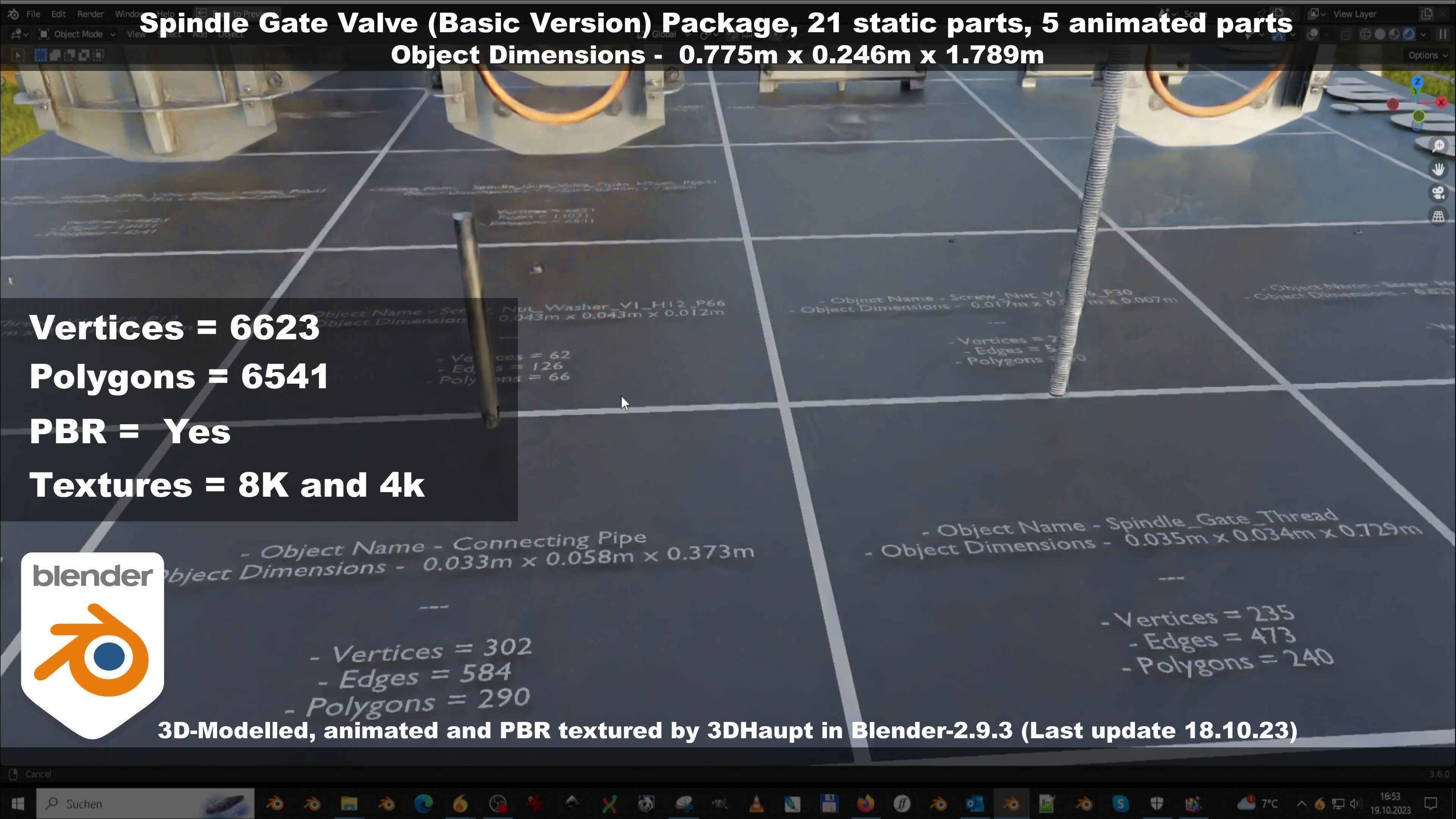 Spindle Gate Valve - Basic Version - Package Low-poly 3D model_132