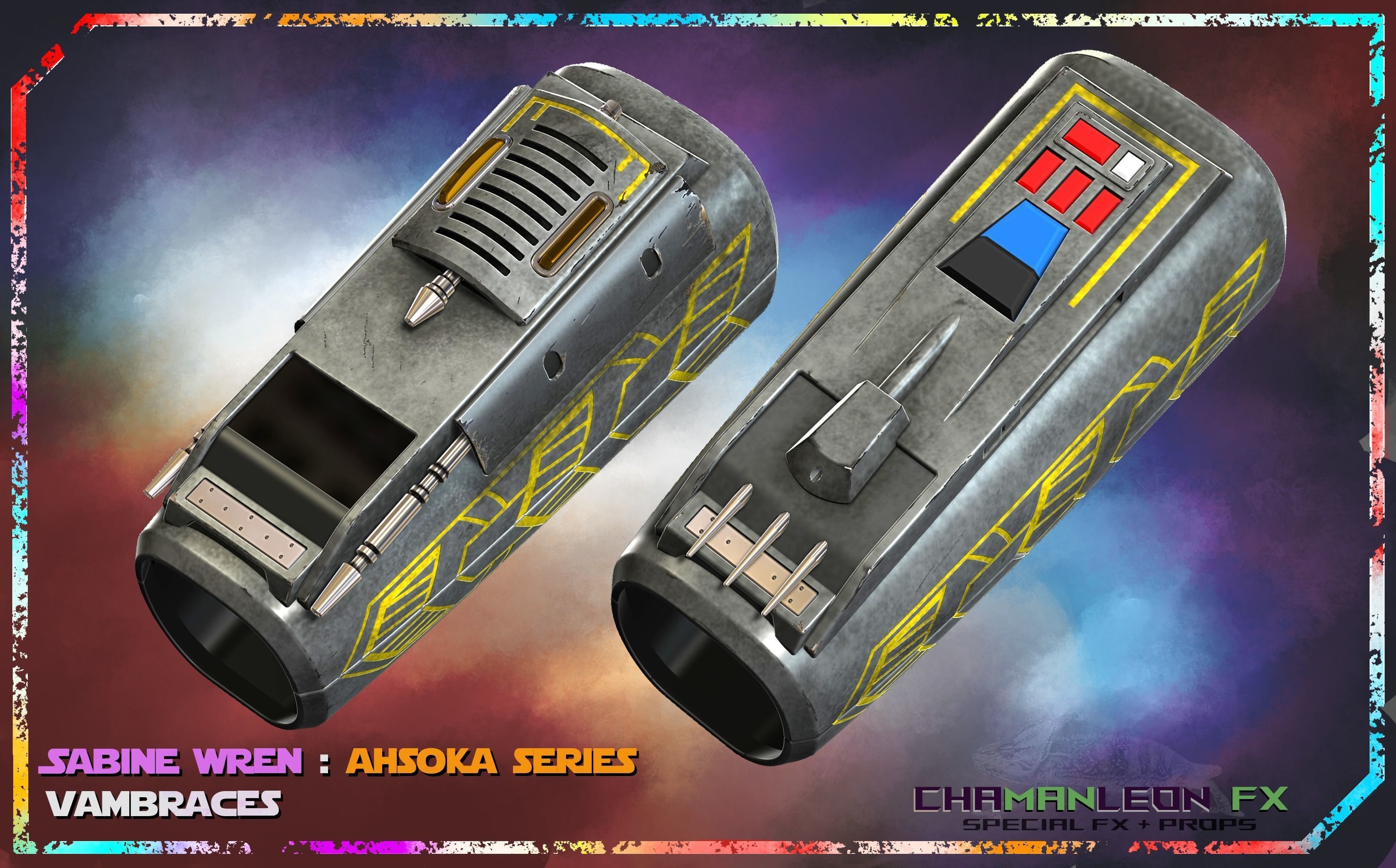 Sabine Wren Live Action Ahsoka Series Vambrace Armor Cosplay 3D print model_2